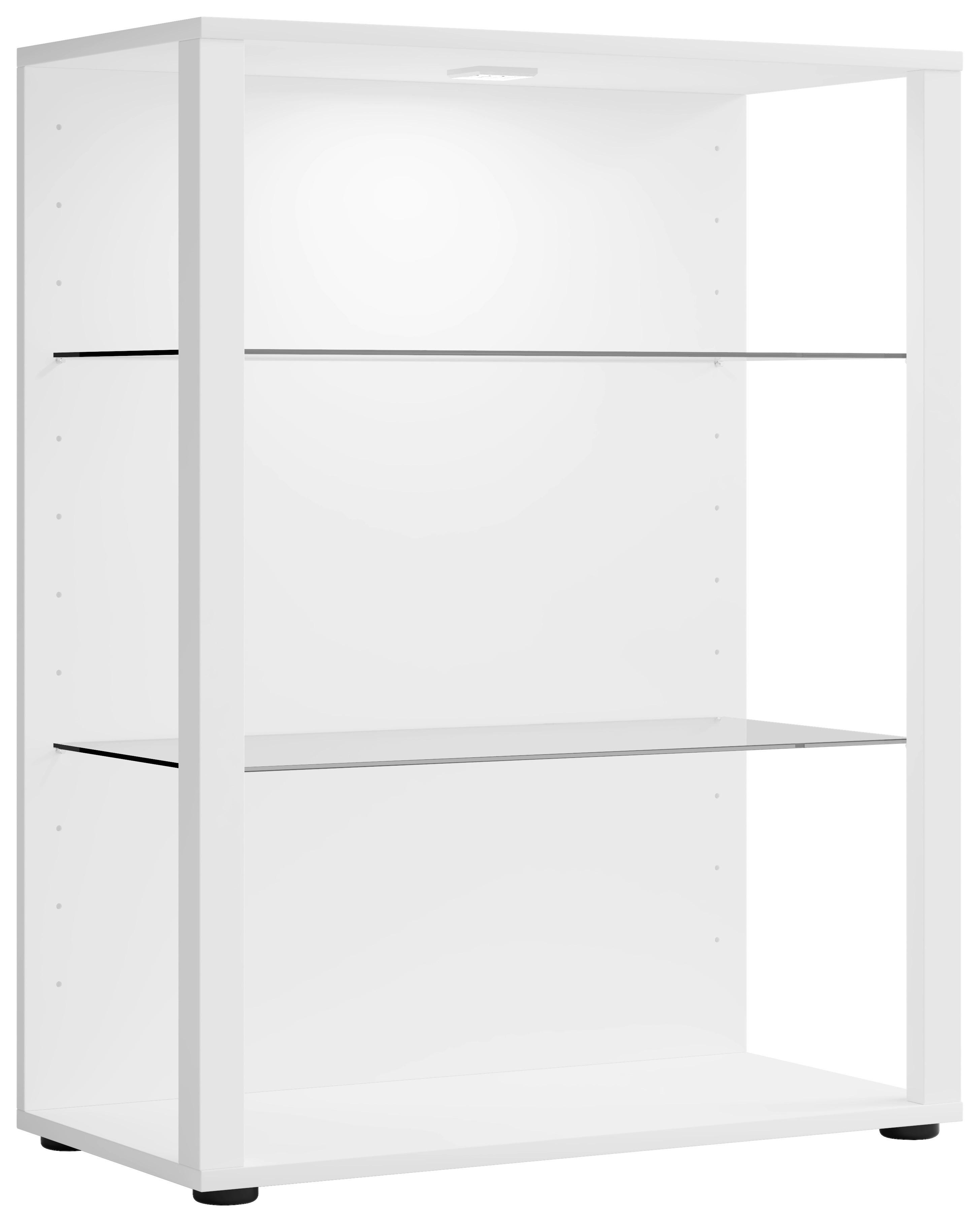 Vitrina Glasol Xl, Bela - črna/bela, Moderno, umetna masa/steklo (70/90/35cm) - MID.YOU