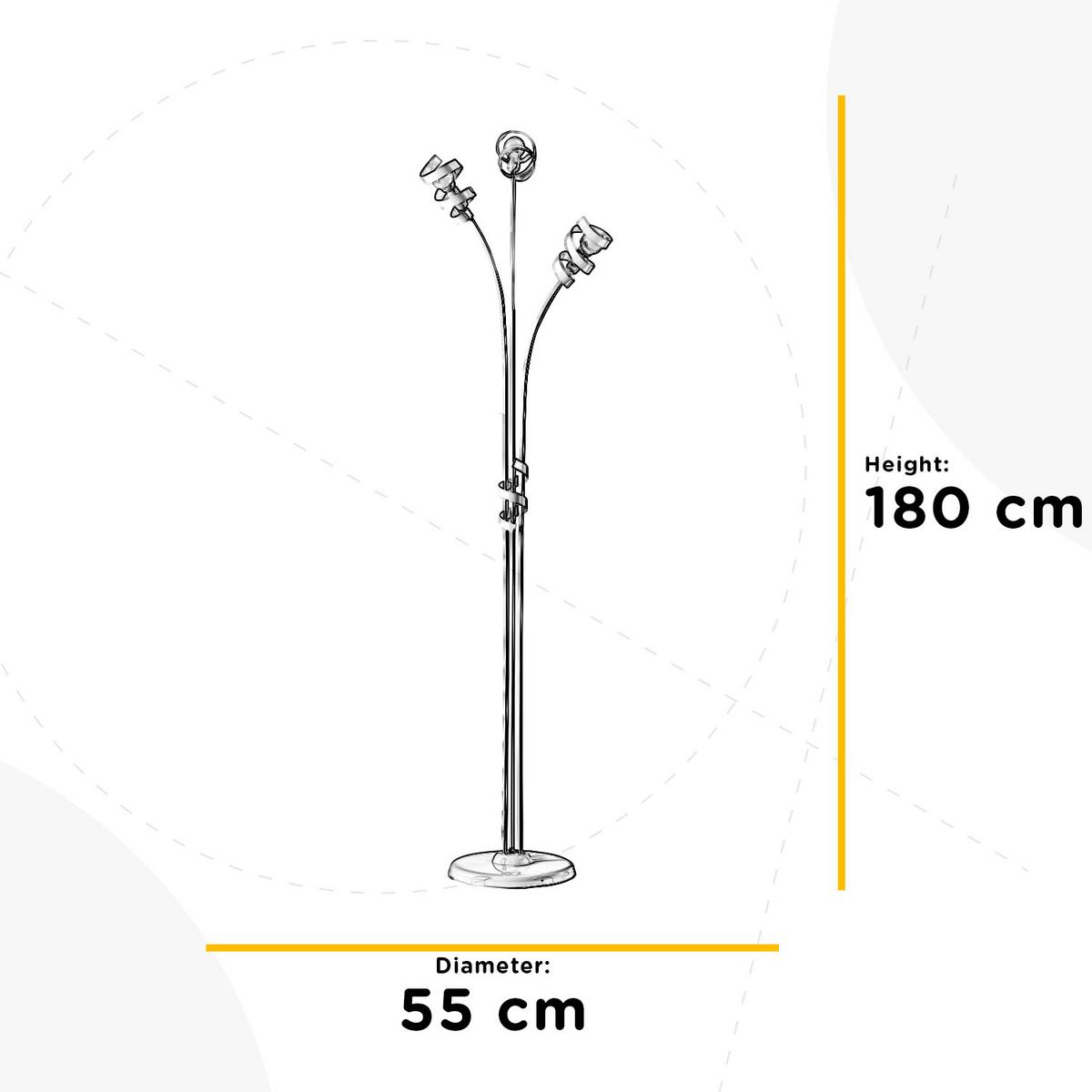 Stehleuchte Zoe Cromo Chromfarben max. 6 Watt - Chromfarben, Design, Metall (55/190cm)