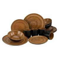 Kombinirani Servis Villa Romana Terra, 16-Delni - črna/rjava, keramika - Creatable