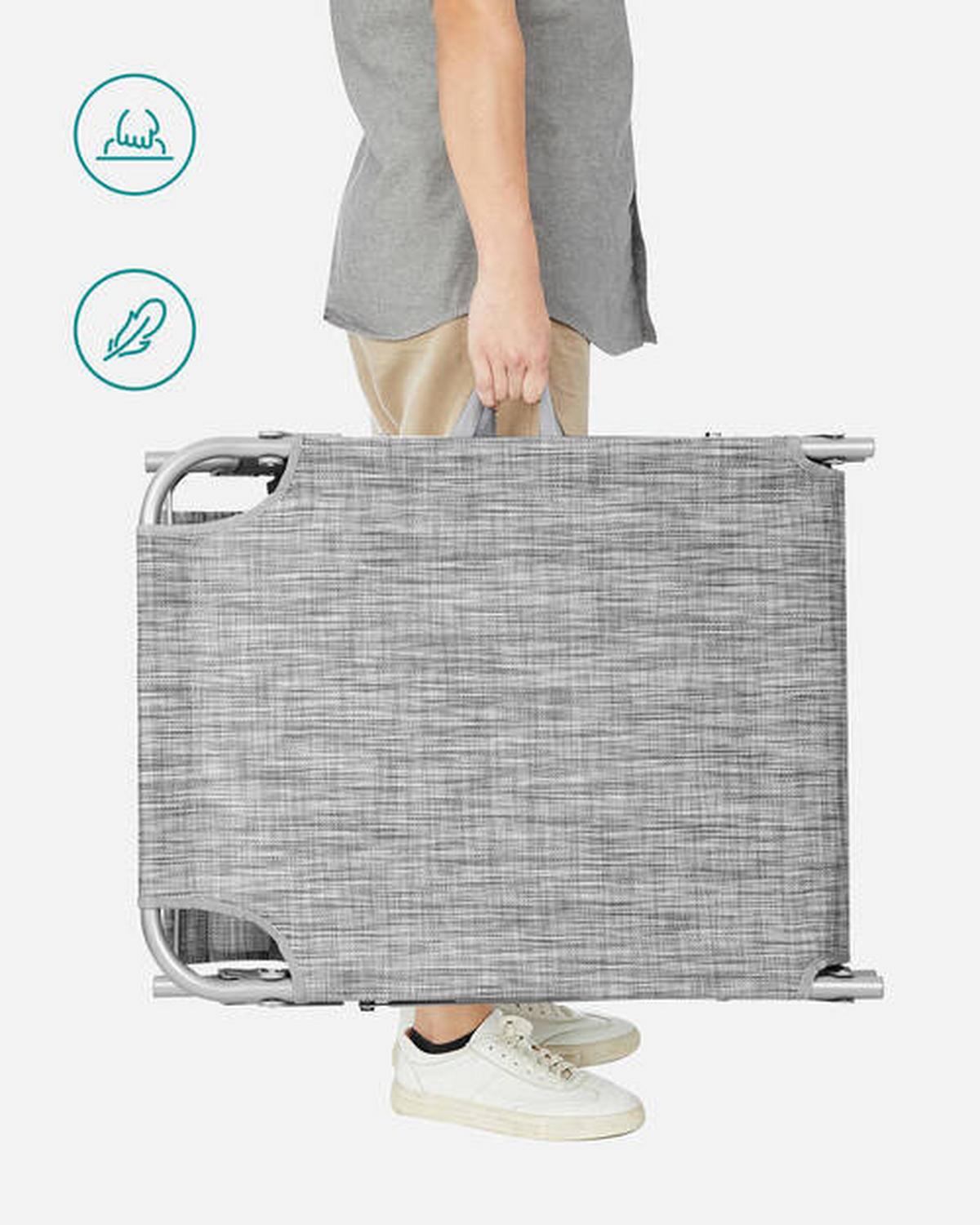 Sonnenliege Großer Liegesessel Hellgrau ca. 53x29,5x193cm - Hellgrau/Grau, Basics, Textil/Metall (53/29.5/193cm) - Modante