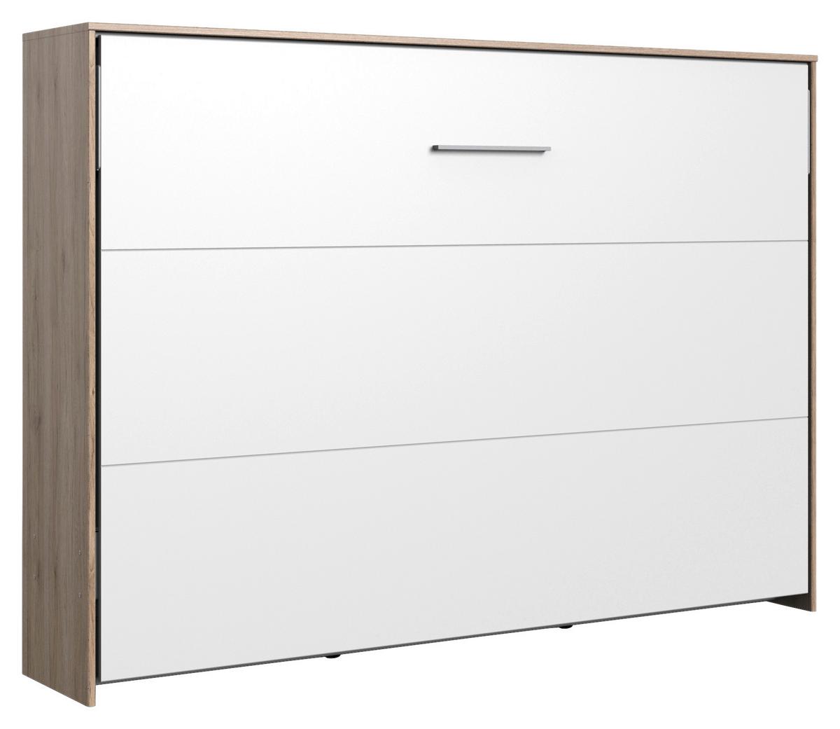 Schrankbett Juist Weiß/Eiche ca. 140x200cm - Eichefarben/Weiß, KONVENTIONELL, Holz/Holzwerkstoff (140/200cm) - MID.YOU