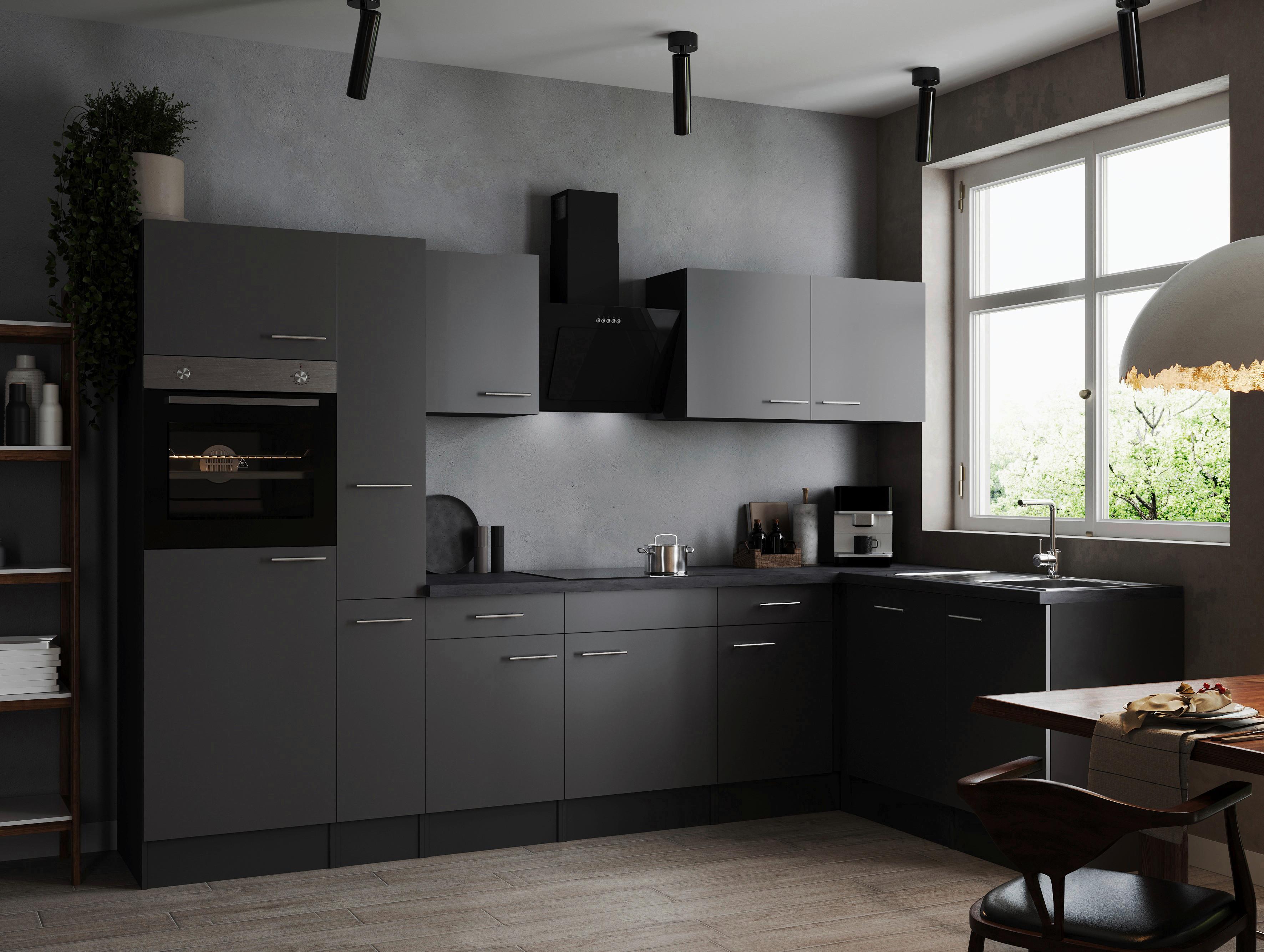 Kotna Kuhinja Z Aparati Oliver, 310x172cm - srebrne barve/siva, Design, kovina/leseni material (310/172cm) - Respekta