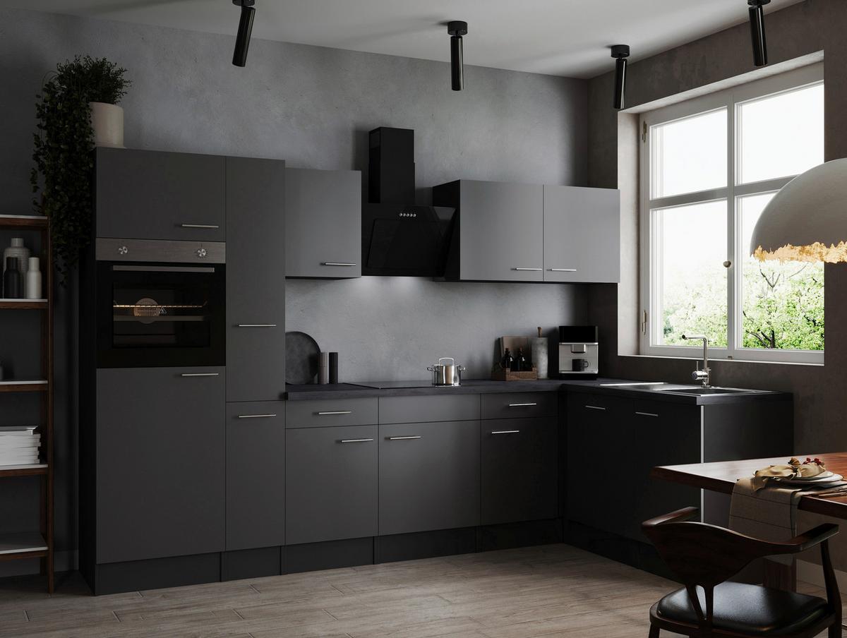 Kotna Kuhinja Z Aparati Oliver, 310x172cm - srebrne barve/siva, Design, kovina/leseni material (310/172cm) - Respekta