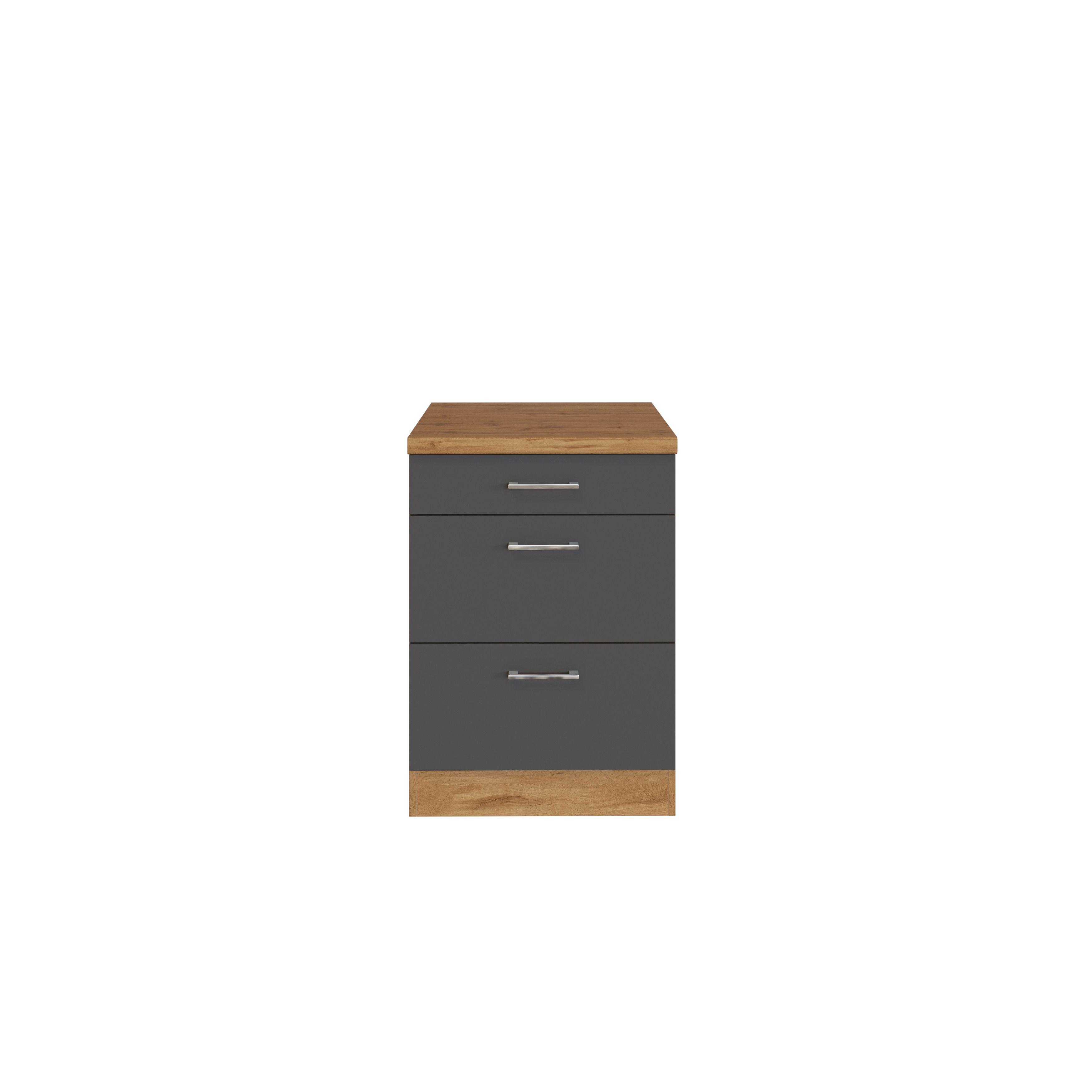 Held Küchenunterschrank ca. 50 cm Anthrazit/Eiche - Chromfarben/Anthrazit, MODERN, Holzwerkstoff/Metall (50/85/60cm) - Held