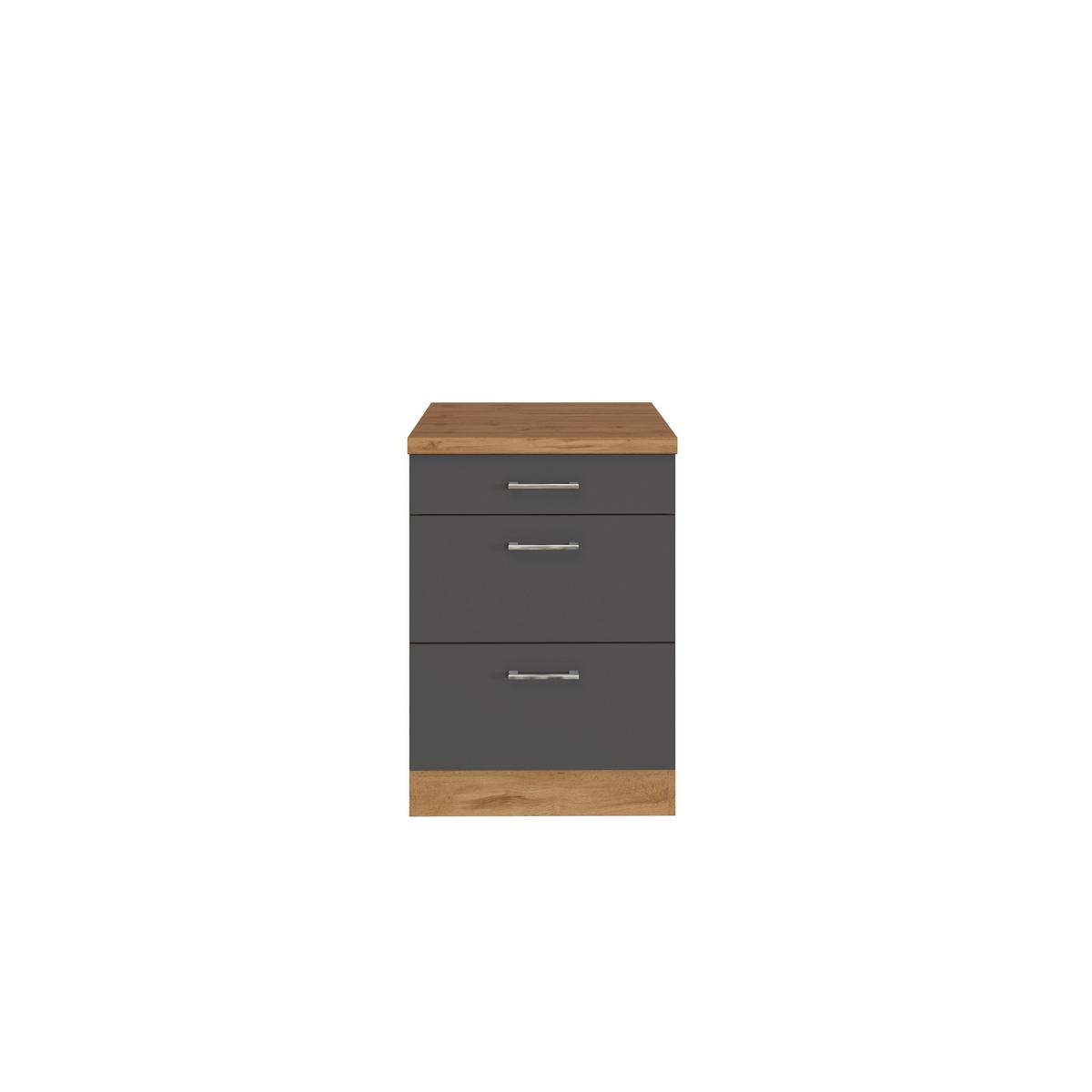 Held Küchenunterschrank ca. 50 cm Anthrazit/Eiche - Chromfarben/Anthrazit, MODERN, Holzwerkstoff/Metall (50/85/60cm) - Held