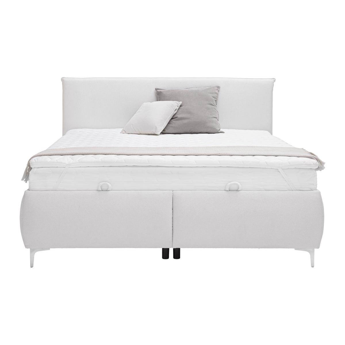 Polsterbett Inez Weiss ca. 160x200cm - Weiss/Silberfarben, Konventionell, Holz/Holzwerkstoff (160/200cm) - Premium Living