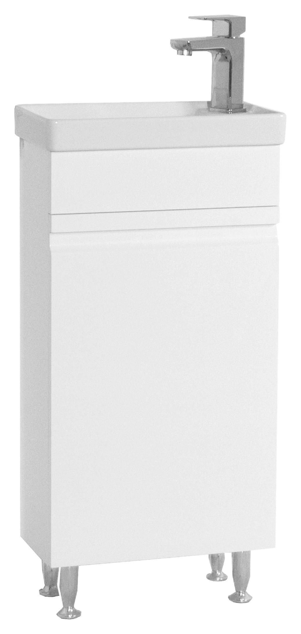 Kombiniran Umivalnik Silora M, Bela - srebrne barve/bela, Moderno, umetna masa/leseni material (41cm) - MID.YOU