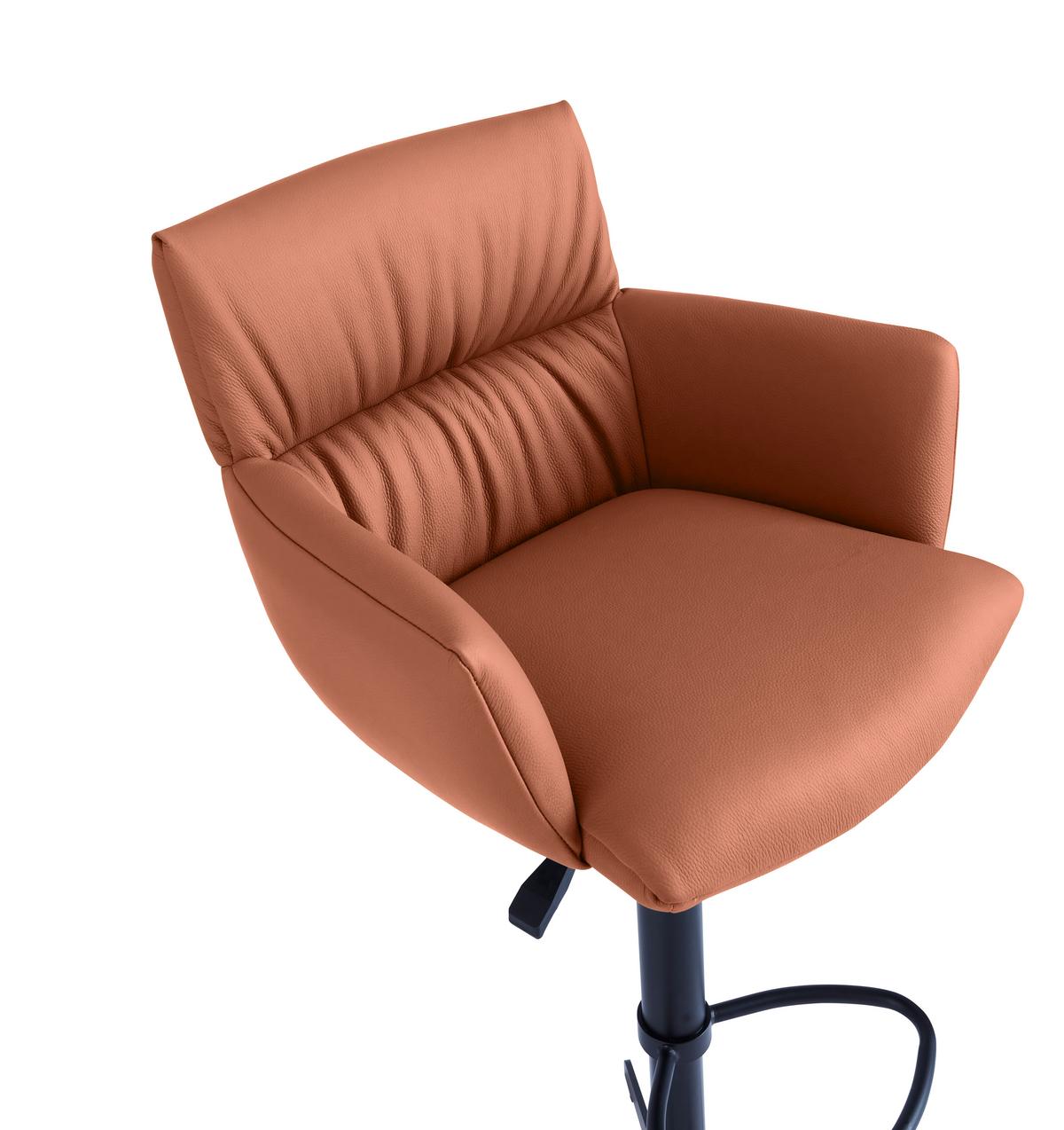 STOŁEK BAROWY PARIS -EXKLUSIV- - kolor rdzawy/czarny, Design, skóra/metal (58/88-112/58cm) - Dieter Knoll