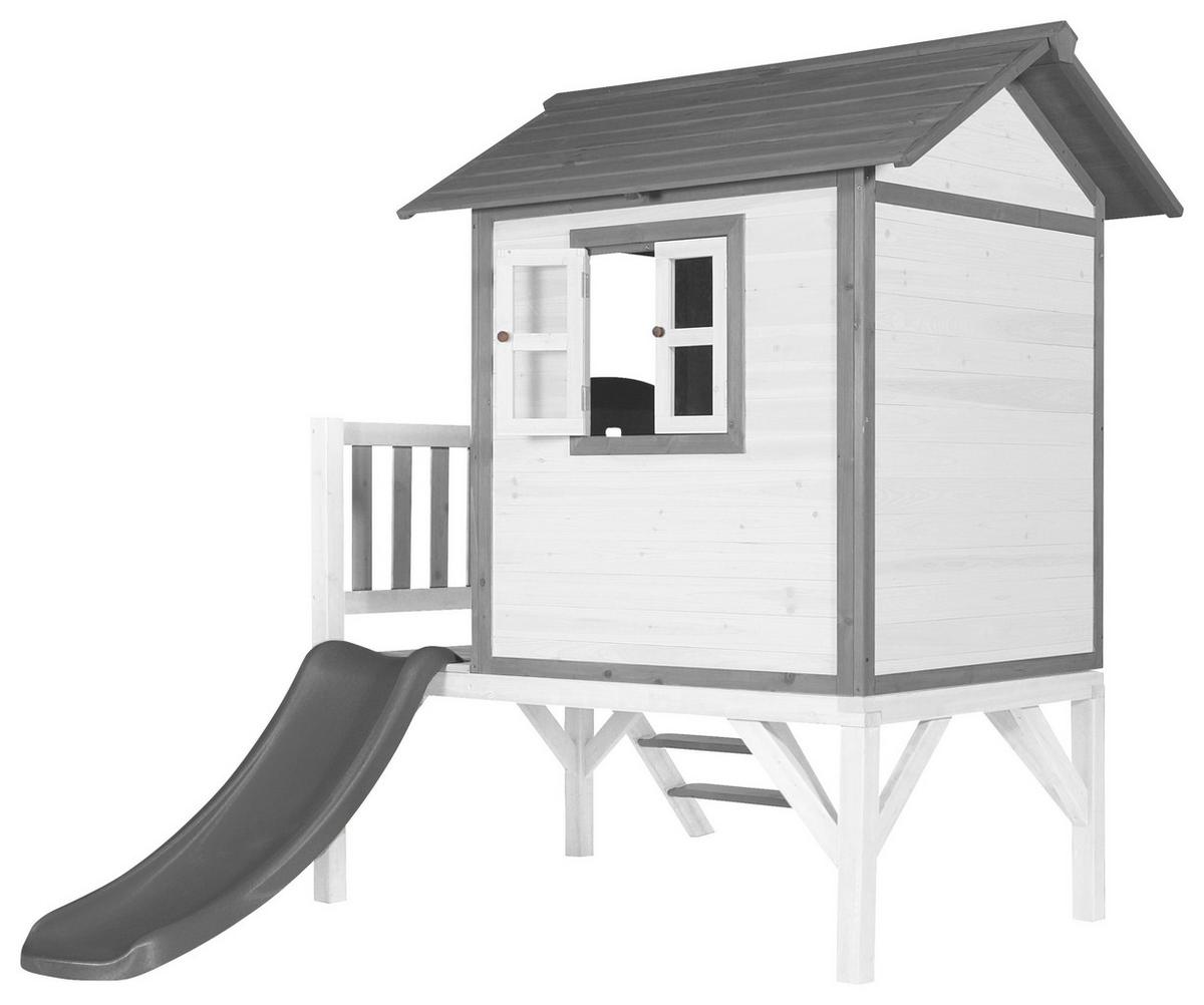 Spielhaus Grau/Weiß - Weiß/Grau, KONVENTIONELL, Holz/Kunststoff (240/189/167cm) - Ambia Garden