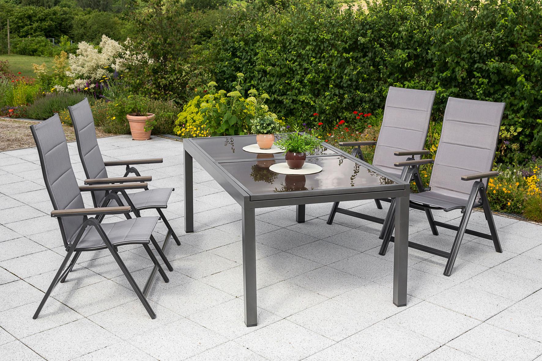 GARTENKLAPPSESSEL TRIVERO - Graphitfarben/Grau, MODERN, Kunststoff/Metall (58/112/113cm) - Gardenson