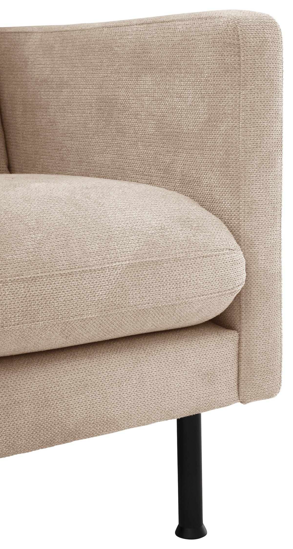 Ecksofa Nathan in Beige Flachgewebe - Beige/Schwarz, MODERN, Textil/Metall (160/286cm) - Max Winzer