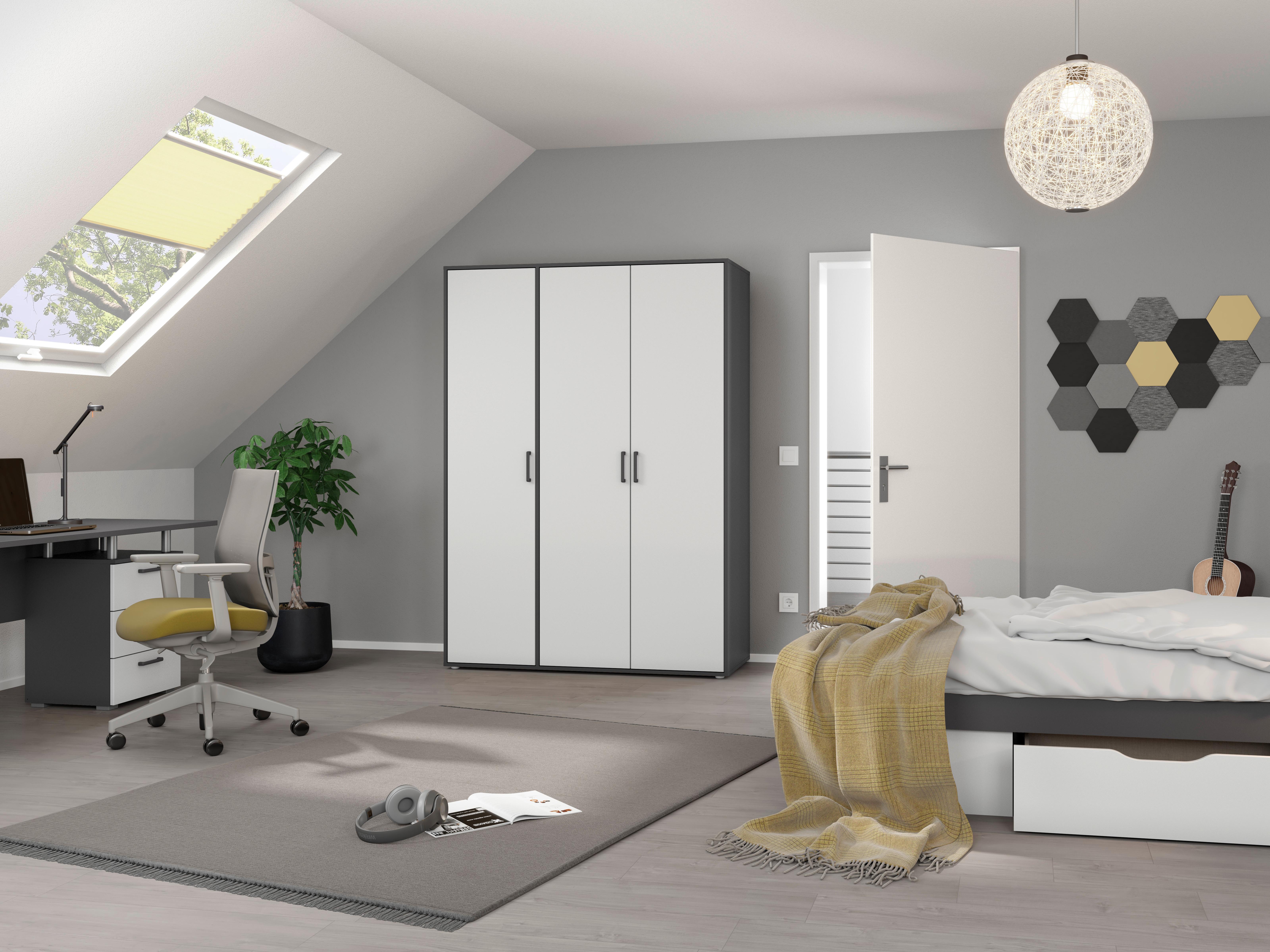 DULAP  USI ROTATIVE VOYAGER - alb/gri, Modern, material pe bază de lemn (140/194/53cm) - Modern Living