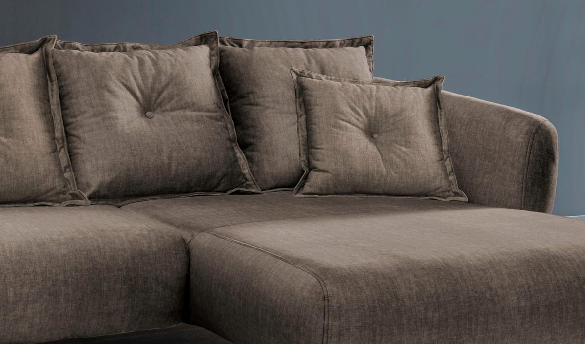 Wohnlandschaft Baggio Braun Velours - Schwarz/Braun, MODERN, Holz/Textil (277/94/162cm) - Livetastic