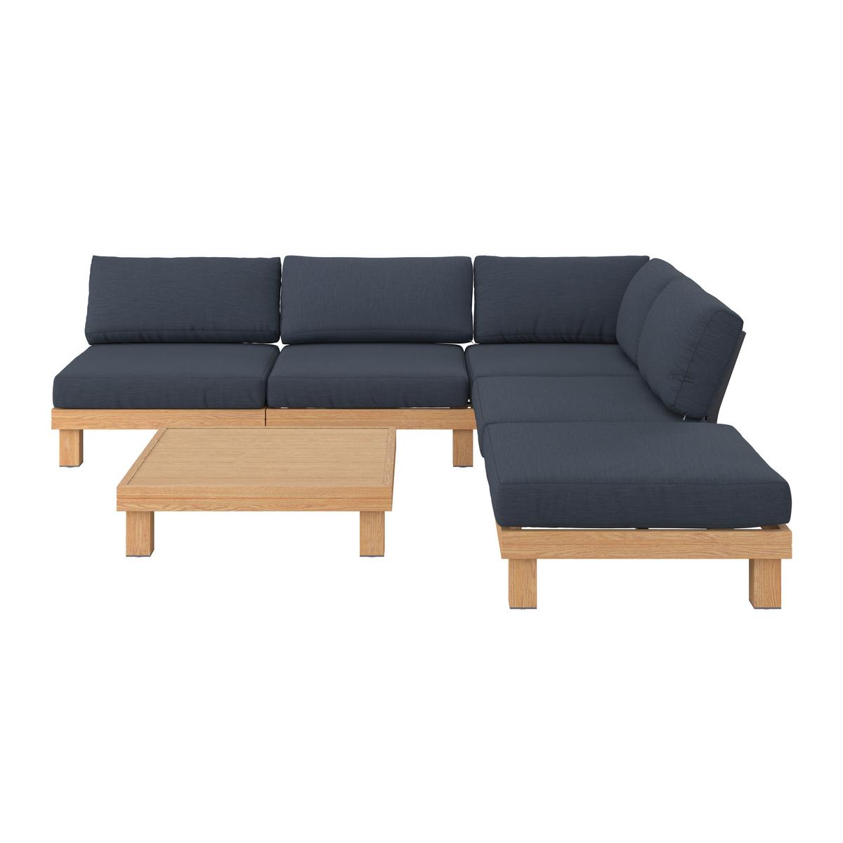 KOMPLET MEBLI TARASOWYCH CALERA - kolor naturalny/szary, Modern, tworzywo sztuczne/metal (237/160cm) - Ambia Garden