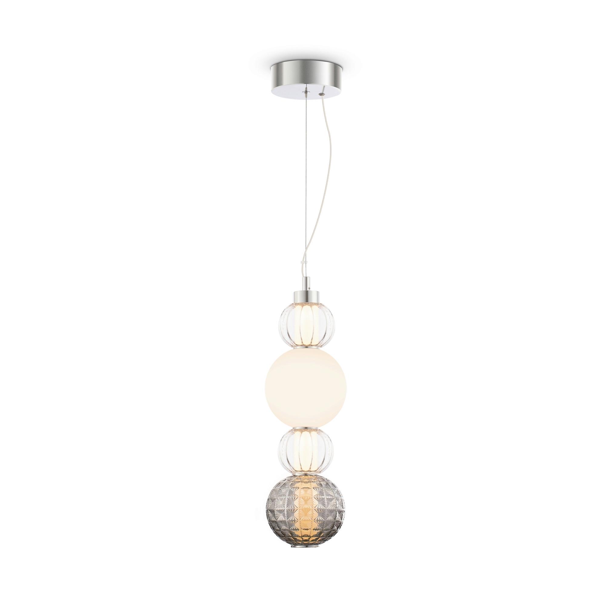Pendelleuchte Collar - Chromfarben/Transparent, Trend, Glas/Kunststoff (14,7/45cm) - MAYTONI