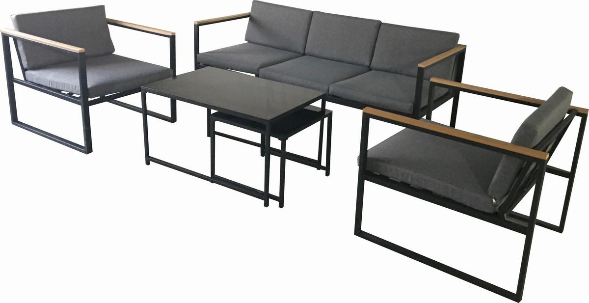 Loungegarnitur Space 5-tlg. Anthrazit - Anthrazit, Basics, Textil/Metall - Acamp