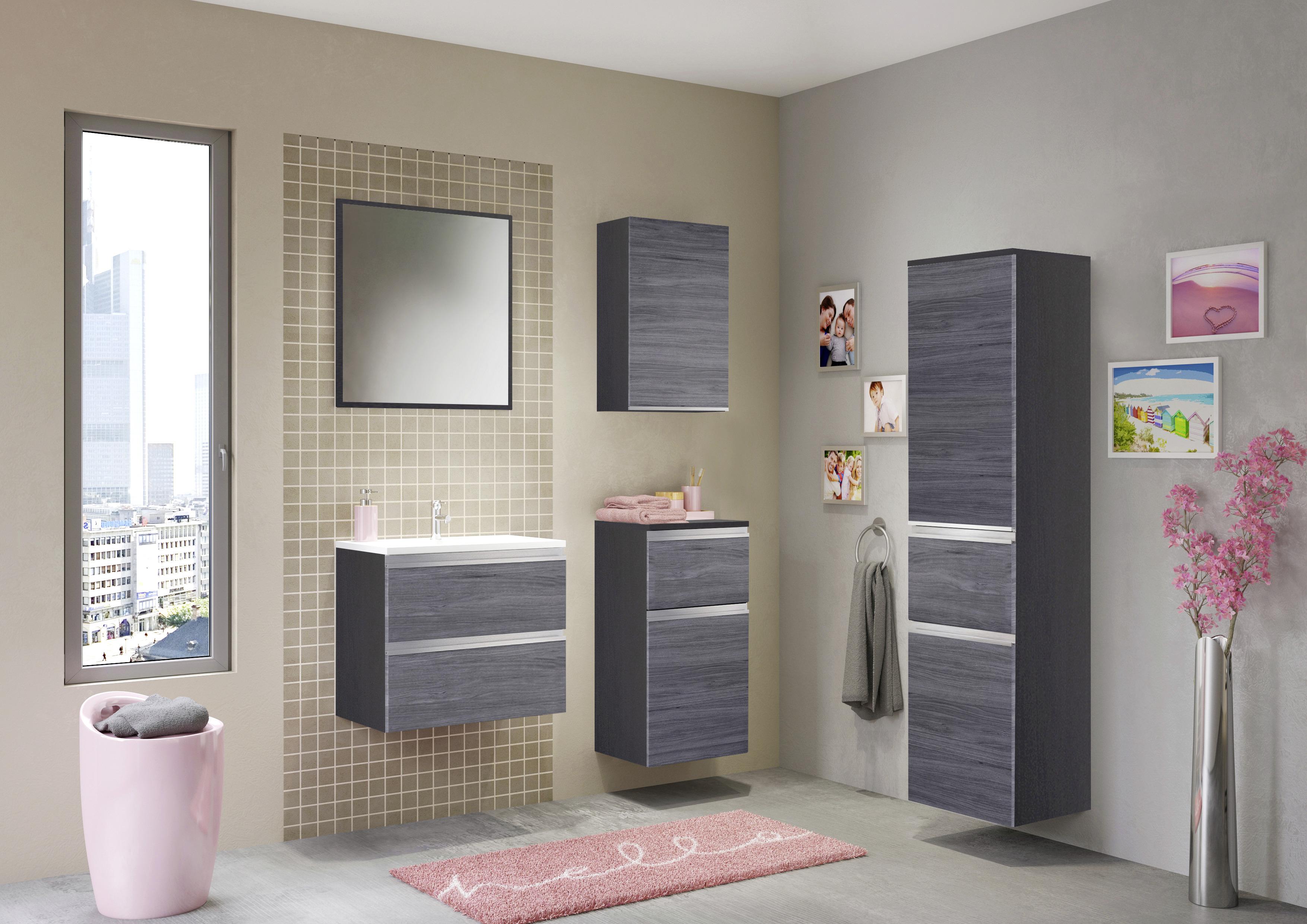 Badezimmerspiegel in Grau 'Arezzo' - Silbereichenfarben, Basics, Glas/Holzwerkstoff (60/64/2,5cm) - Held