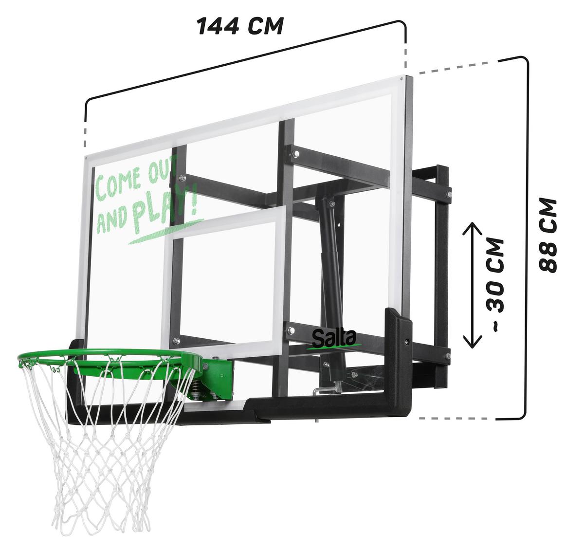 BASKETBALLSTÄNDER SALTA GUARD MIT KORB - Transparent/Schwarz, KONVENTIONELL, Kunststoff/Metall (83/204-254/130cm) - Salta