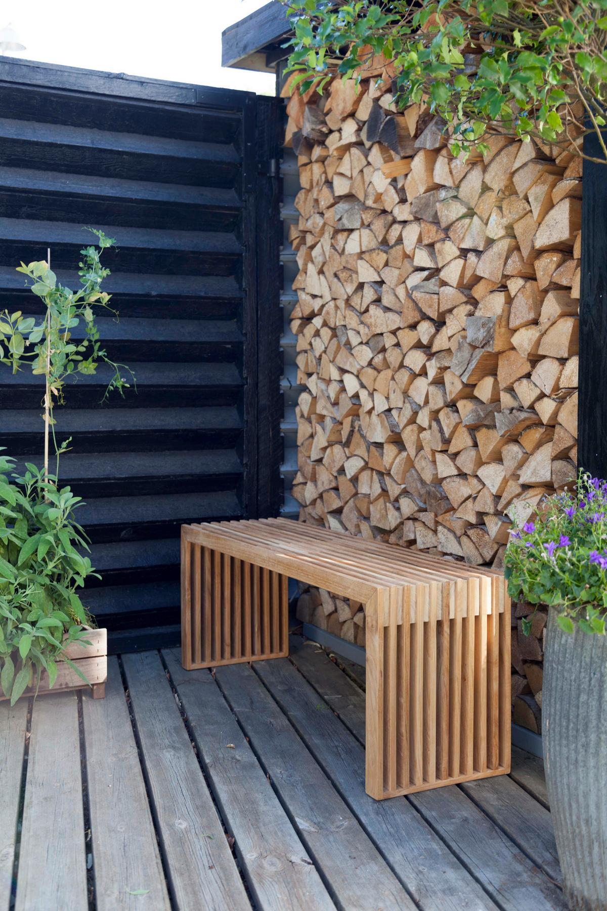 SITZBANK RIB - Teakfarben, KONVENTIONELL, Holz (104/43/35cm) - MID.YOU