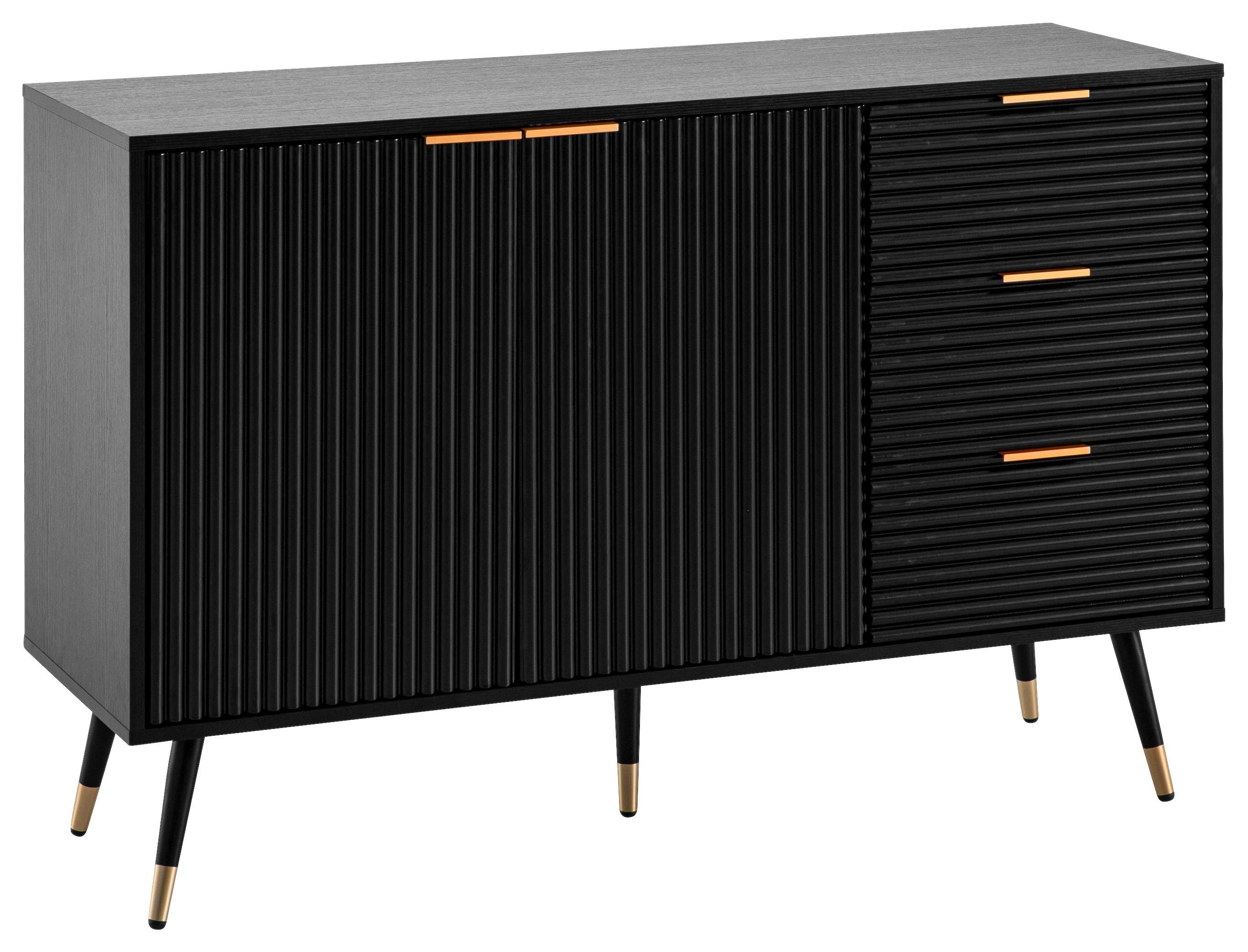 SIDEBOARD WL6.882 - Schwarz/Kupferfarben, Design, Holzwerkstoff/Metall (120/80/40cm) - MID.YOU