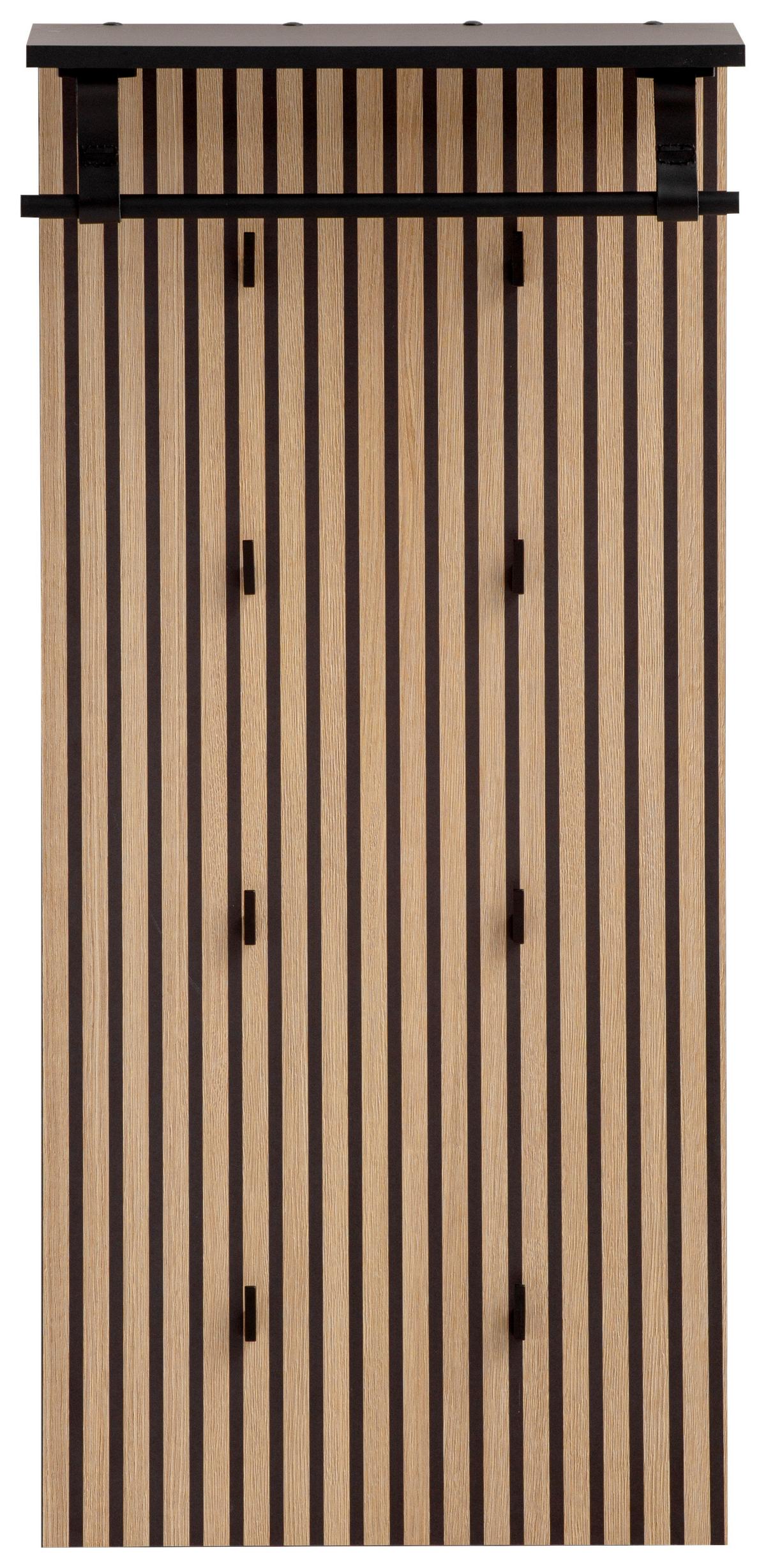 Garderobenpaneel Hank Eiche/Schwarz - Eichefarben/Schwarz, Design, Holzwerkstoff (50/110,6/20,9cm) - MID.YOU