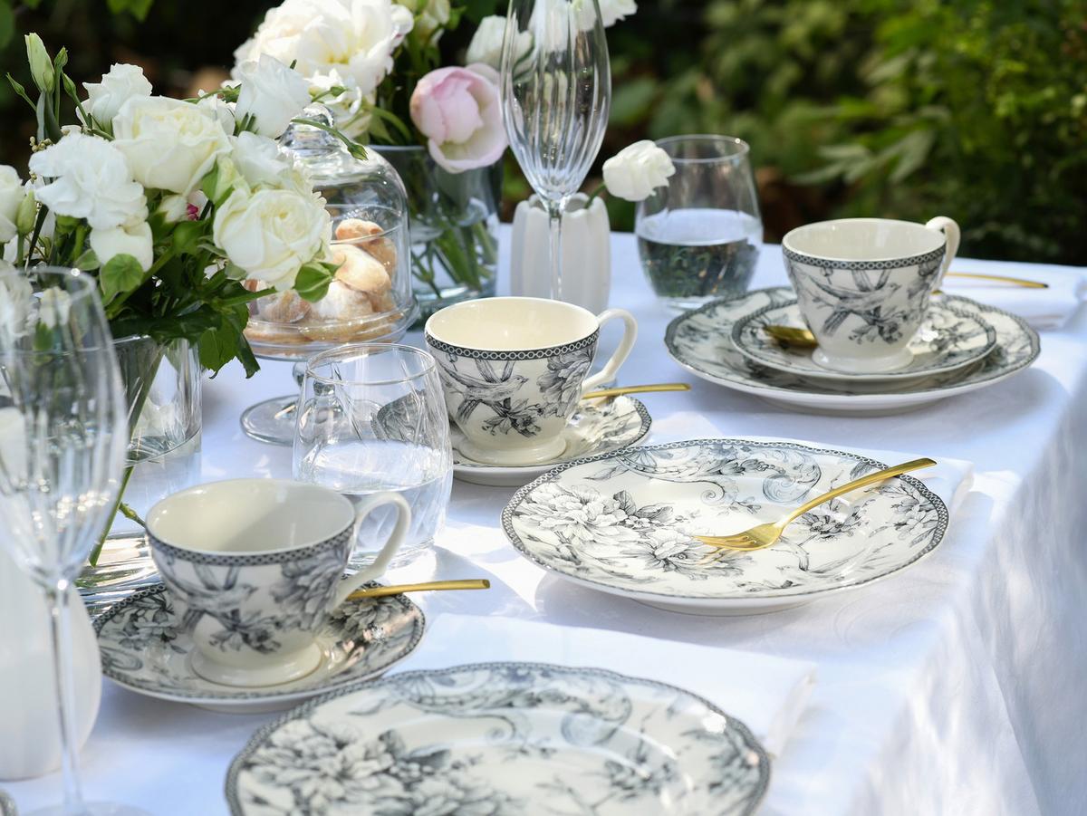 Serviciu de cafea Adelaide 12/1 - alb/gri, Basics, ceramică - Creatable