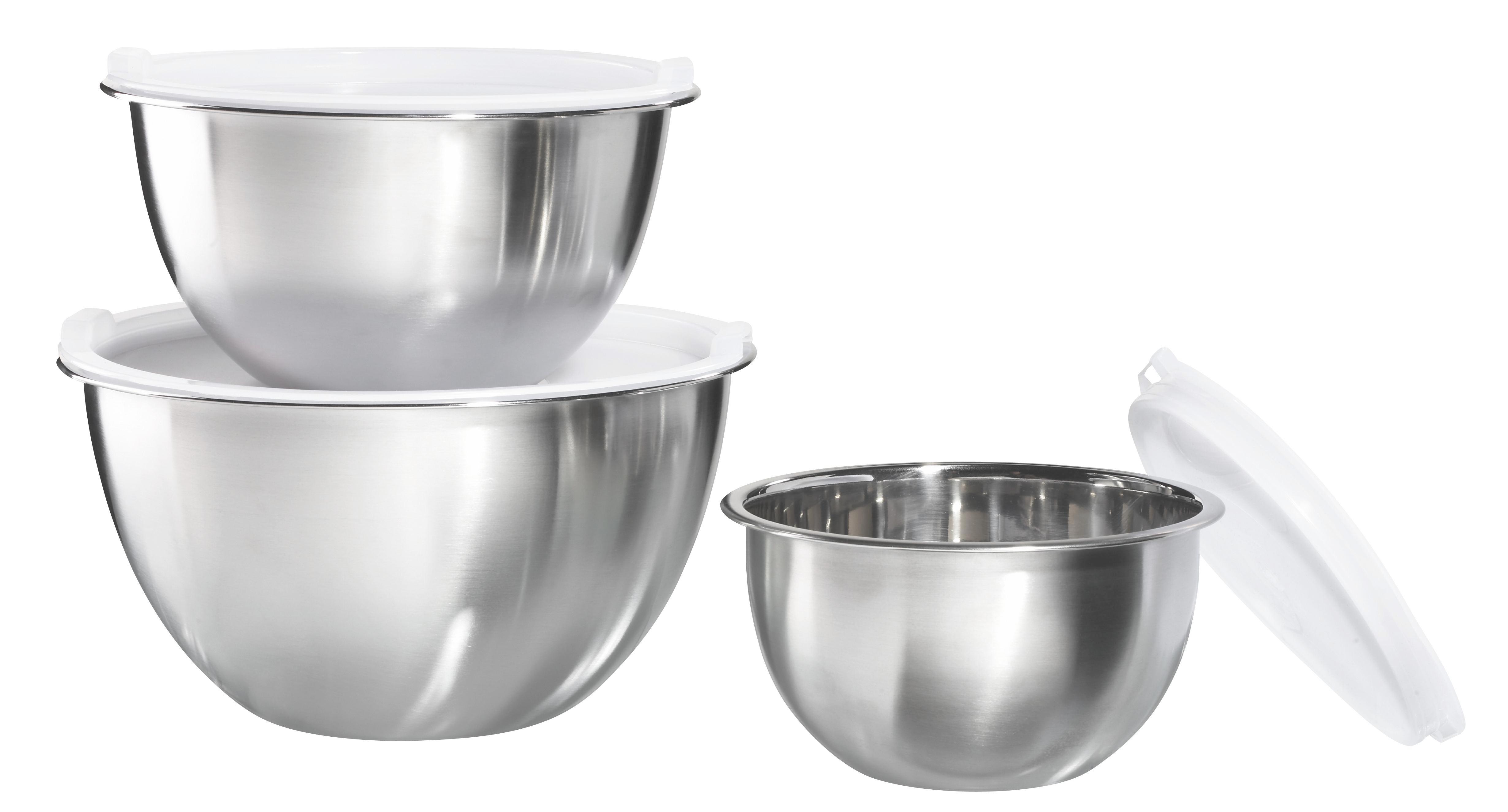 Rührschüssel mit Deckel Else aus Edelstahl Ø ca. 26cm - Edelstahlfarben/Weiß, MODERN, Kunststoff/Metall (26,3/14,5cm) - Mömax modern living
