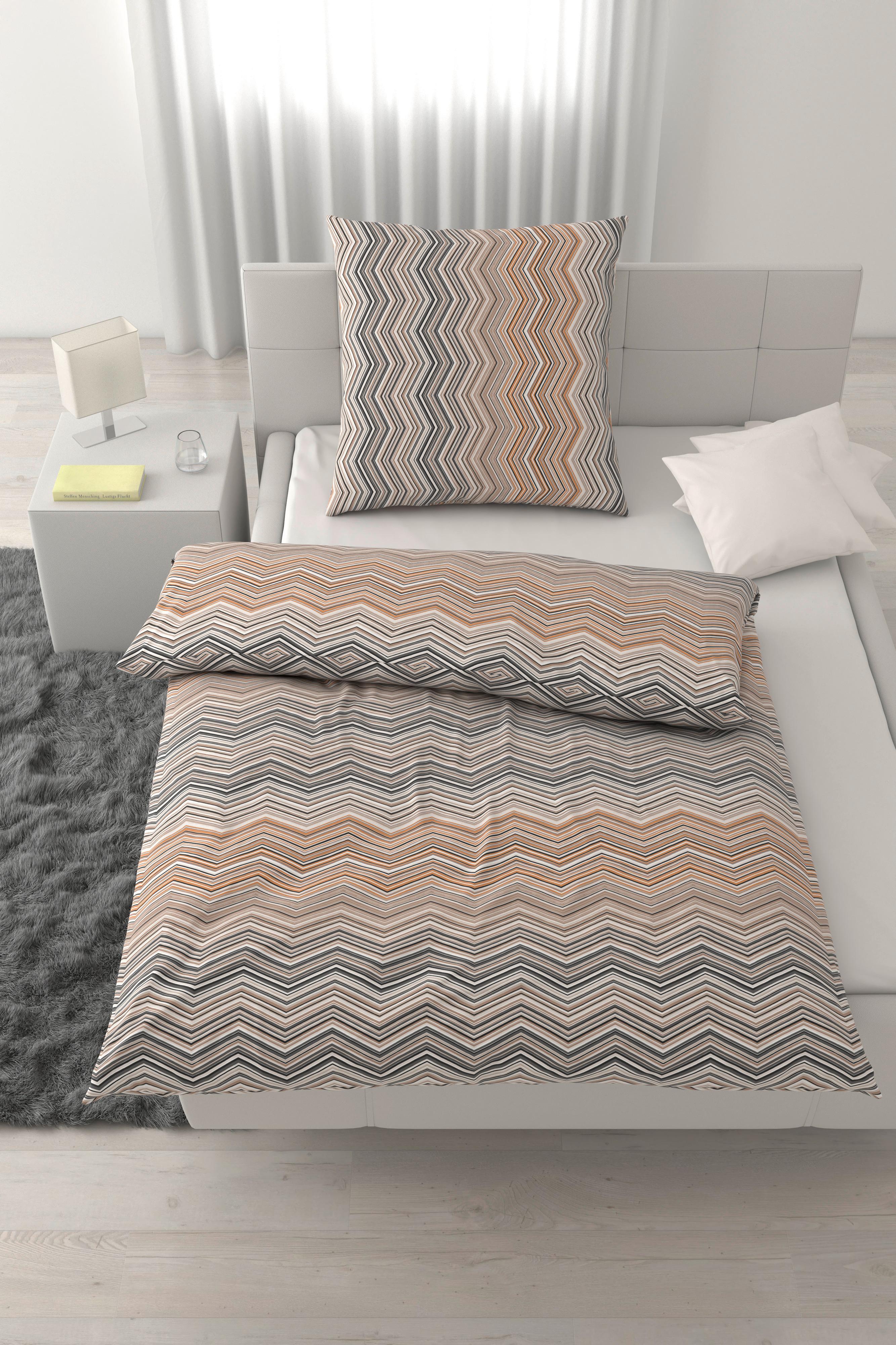 Bettwäsche ZickZack Beige ca. 135x200cm - Beige, KONVENTIONELL, Textil (135/200cm) - Mömax