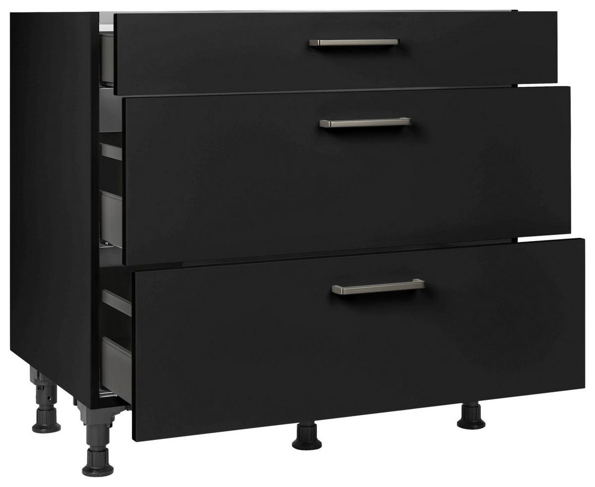 Kochfeldumbauschrank Touch Schwarz - Edelstahlfarben/Schwarz, MODERN, Holzwerkstoff/Metall (90/87/56cm) - Nobilia
