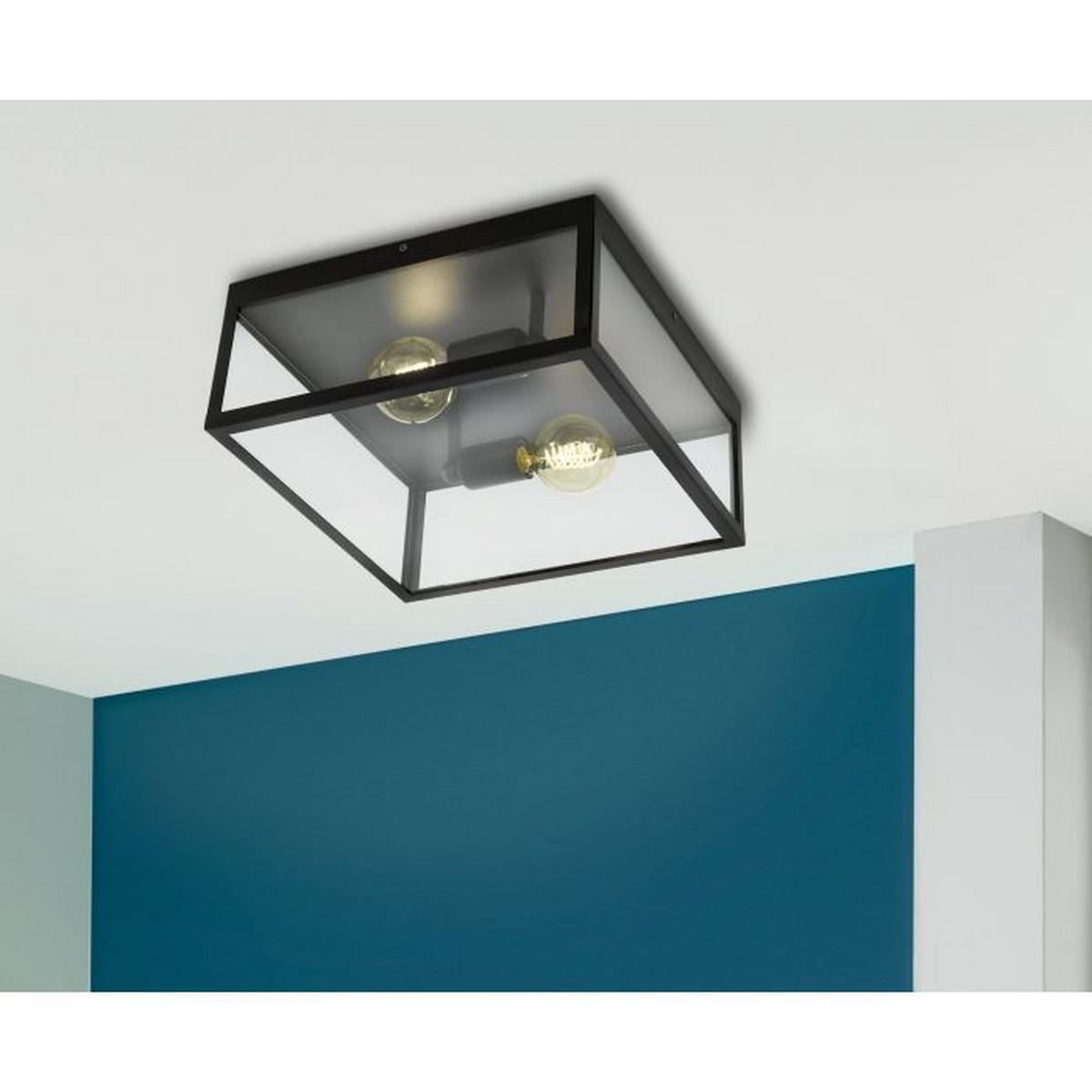 Deckenleuchte 49392 Charterhouse - Klar/Schwarz, Design, Glas/Metall (36/36/16cm) - Eglo