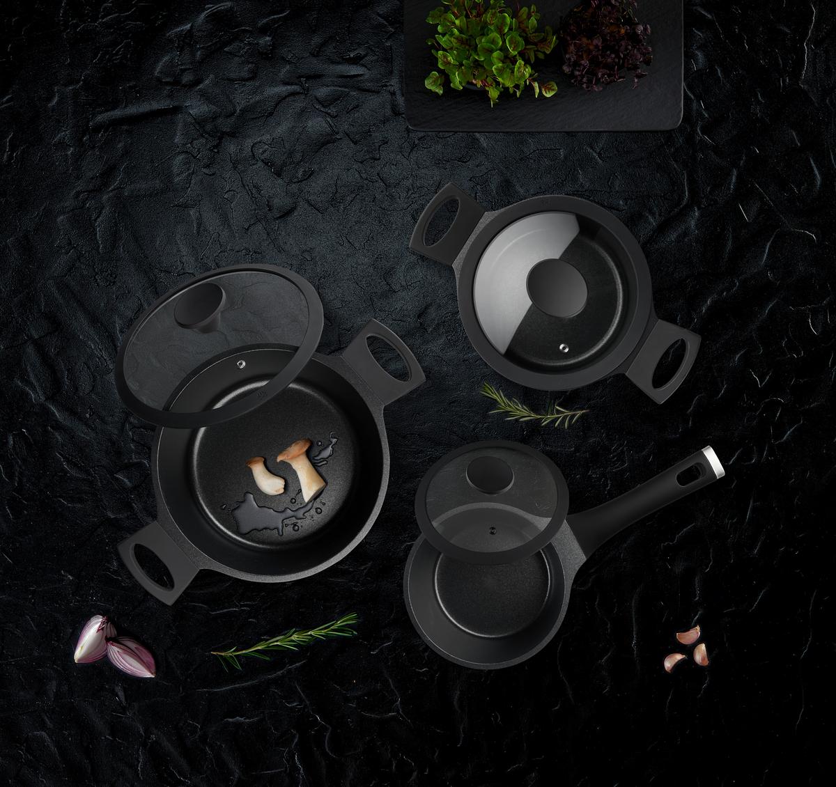 Set Lonaca Za Kuhanje Black Line - prozirno/crna, Konvencionalno, staklo/metal - Gourmesto