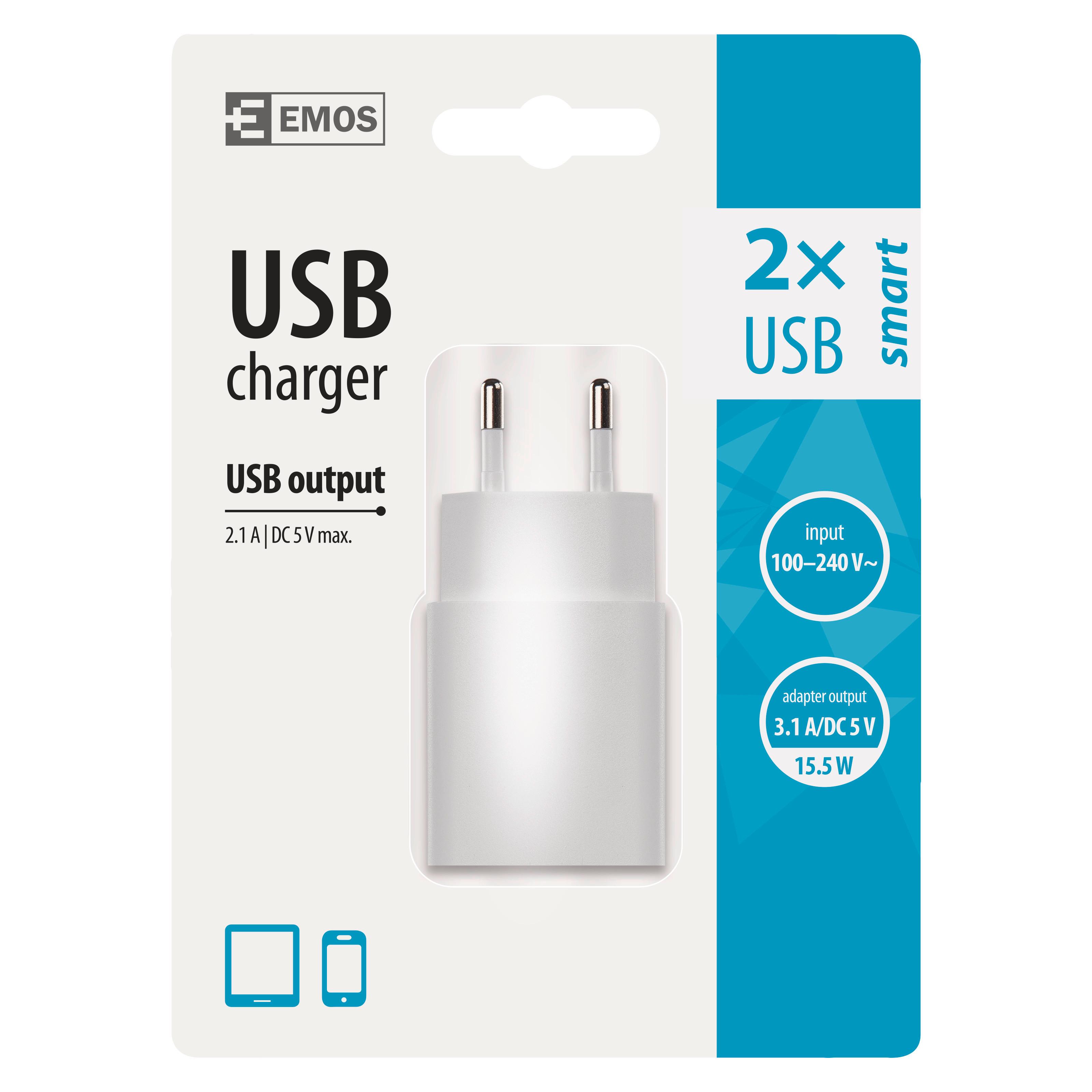 Hálózati Adapter Uni Smart 3.1a - fehér, műanyag (8/3,9/2,7cm)