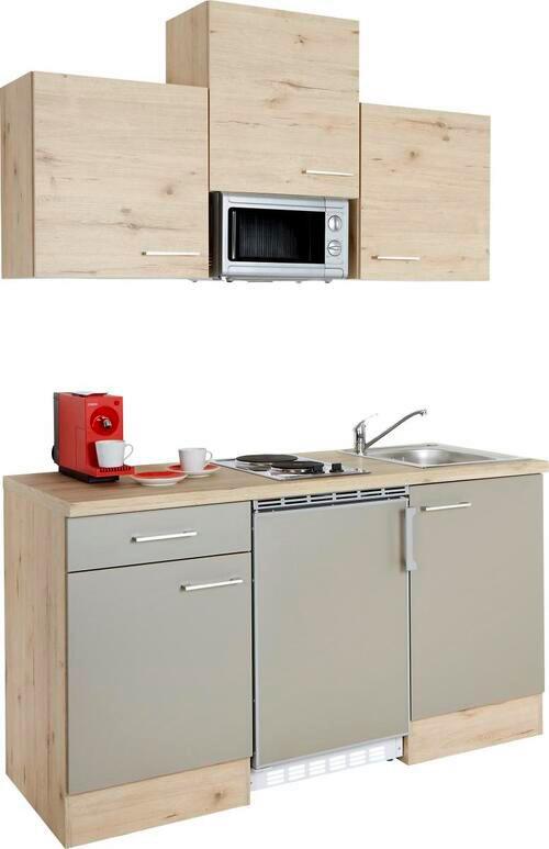 Mini Kuhinjski Blok Z Aparati Riva, Barva Šampanjca, Hrast - barve hrasta, Moderno, leseni material (150cm) - FlexWell