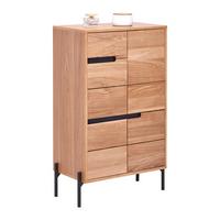 Highboard Avanto Eichefarben/Schwarz - Schwarz, Natur, Holz/Metall (64/105/35cm) - ecoTree
