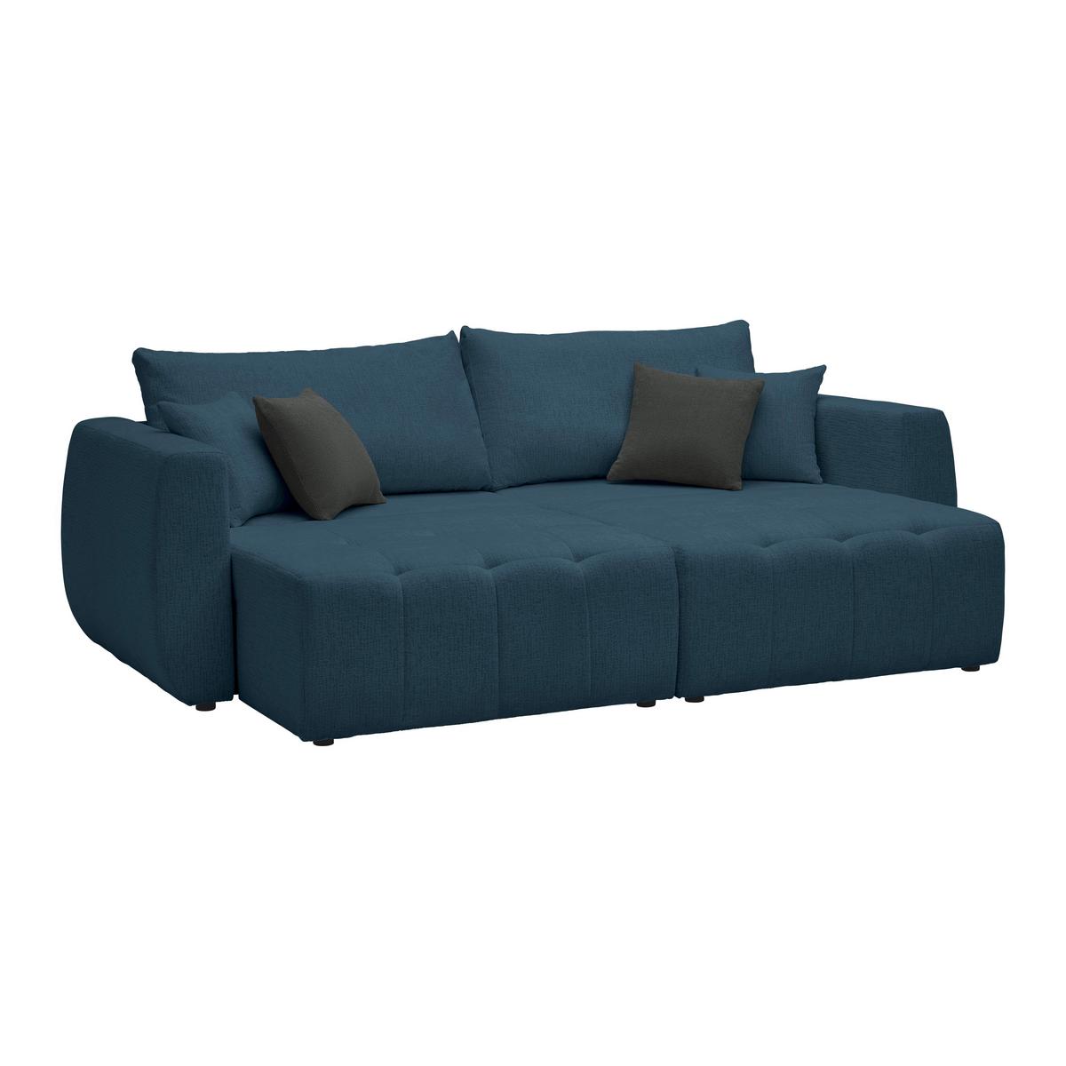 Schlafsofa Bologna Dunkelblau - Schwarz/Dunkelblau, Kunststoff/Textil (245/74-90/104cm) - Mömax