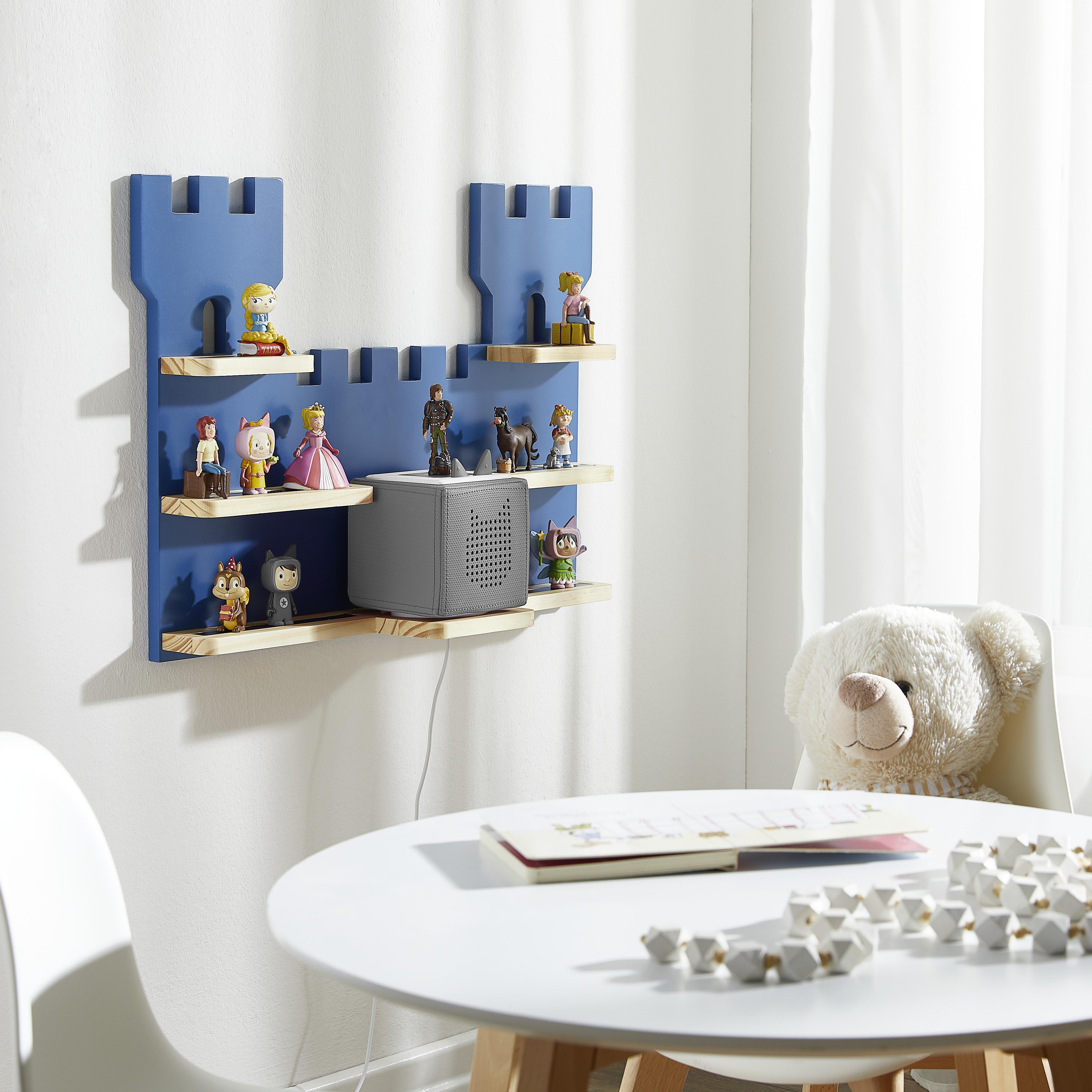 REGAŁ ŚCIENNY K011 - TREND - - kolor naturalny/niebieski, Trend, materiał drewnopochodny/drewno (56/43/15cm) - Ben'n'jen