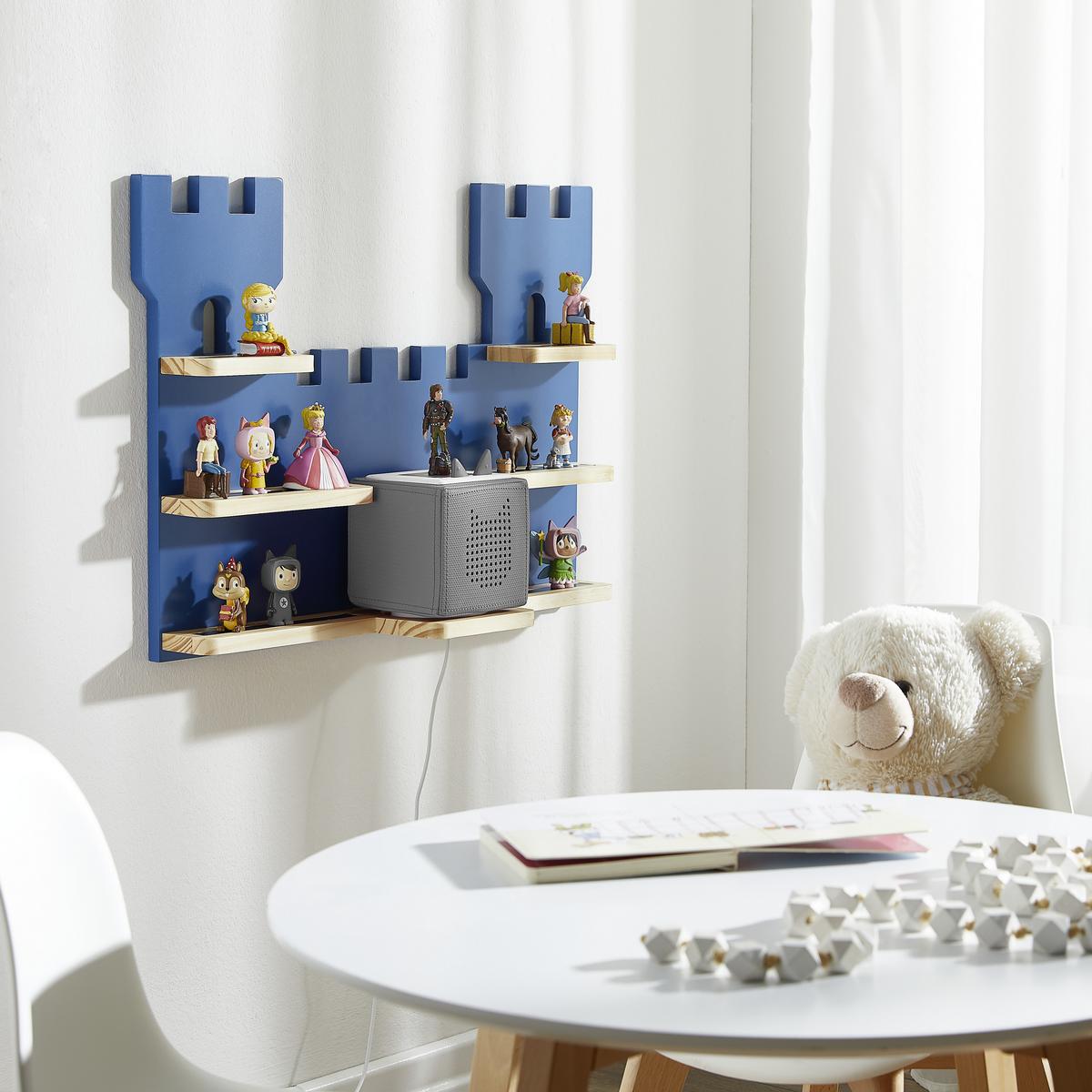 REGAŁ ŚCIENNY K011 - TREND - - kolor naturalny/niebieski, Trend, materiał drewnopochodny/drewno (56/43/15cm) - Ben'n'jen