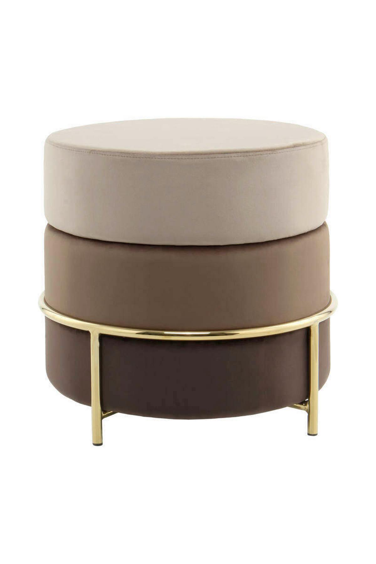 Hocker Creme/Braun ca. 48,5x46 cm - Goldfarben/Braun, Basics, Holzwerkstoff/Textil (48,5/46/48,5cm) - Kayoom