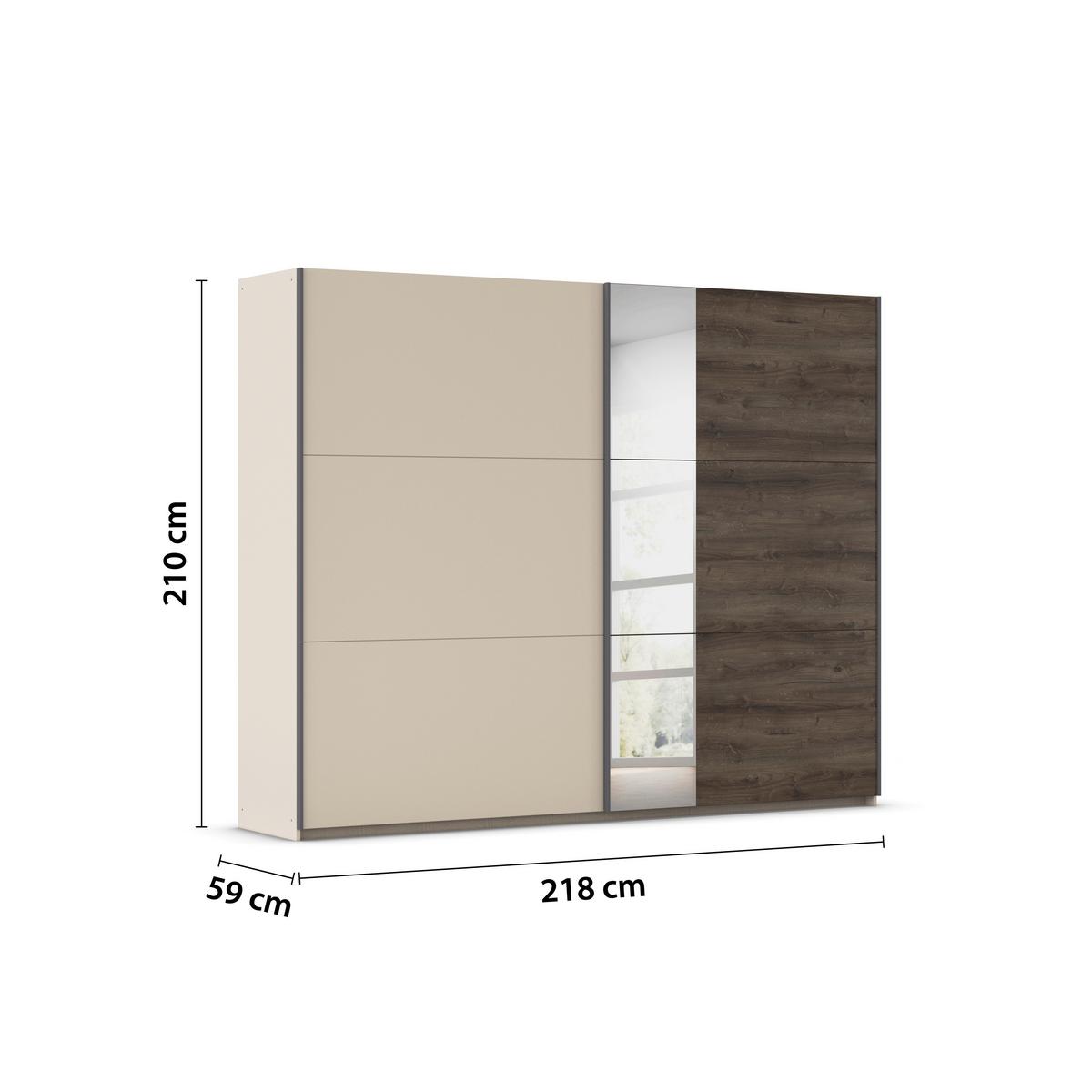 Ormar S Kliznim Vratima Sajo - hrast tamni/prozirno, Trend, drvni materijal/metal (218/210/59cm) - Premium Living