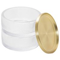 Schmuckbox Sina aus Glas Ø ca. 12,7cm - Klar/Messingfarben, Glas/Metall (12,7/11,13cm) - Premium Living