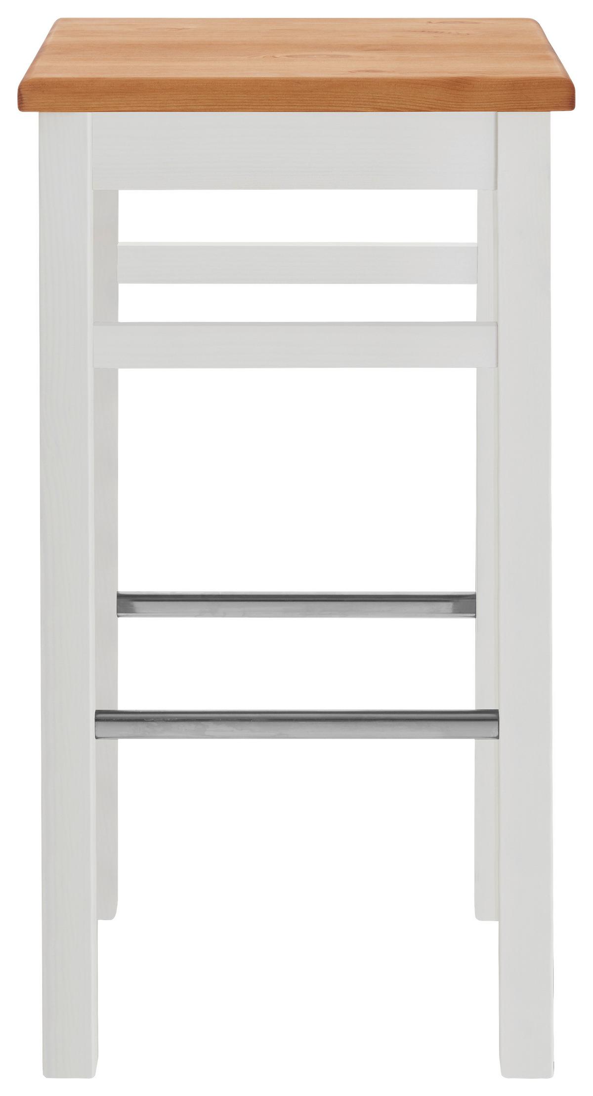 STOŁEK BAROWY BOSTON - biały/kolor ługowy, Romantik / Landhaus, drewno (41/74,5/41cm) - Boxxx