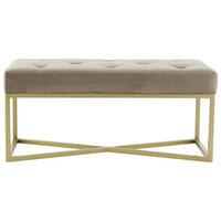 SITZBANK DIAZ 100 TAUPE / GOLD - Taupe/Goldfarben, Design, Holzwerkstoff/Textil (40/40/90cm) - Kayoom