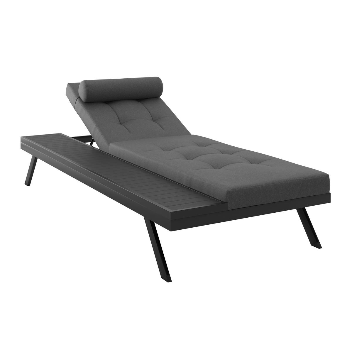 Gartenliege Avolina Dunkelgrau Outdoorstoff/Metall +Abdeckung - Grau, MODERN, Kunststoff/Textil (199/30/86cm) - Bessagi Garden