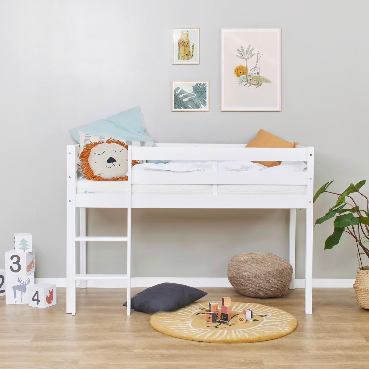 Hochbett ECO COMFORT Weiß ca. 90x200 cm - Naturfarben/Weiß, MODERN, Holz (90/200cm) - MID.YOU