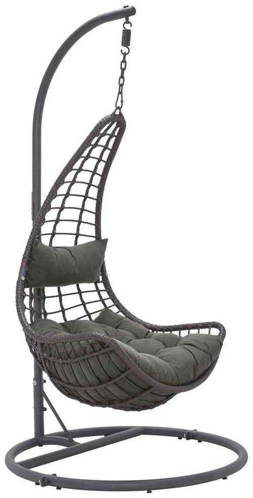 Hängesessel Caitlin in Dunkelgrau mit Auflage - Dunkelgrau, Kunststoff/Textil (110/198/105cm) - Bessagi Garden