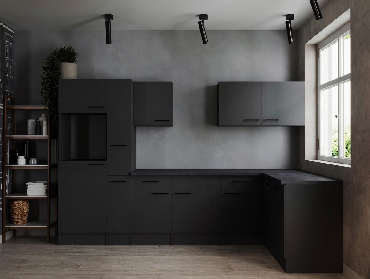 Kotna Kuhinja Brez Aparatov Oliver, 310x172cm - temno siva/črna, Design, kovina/leseni material (310/172cm) - Respekta