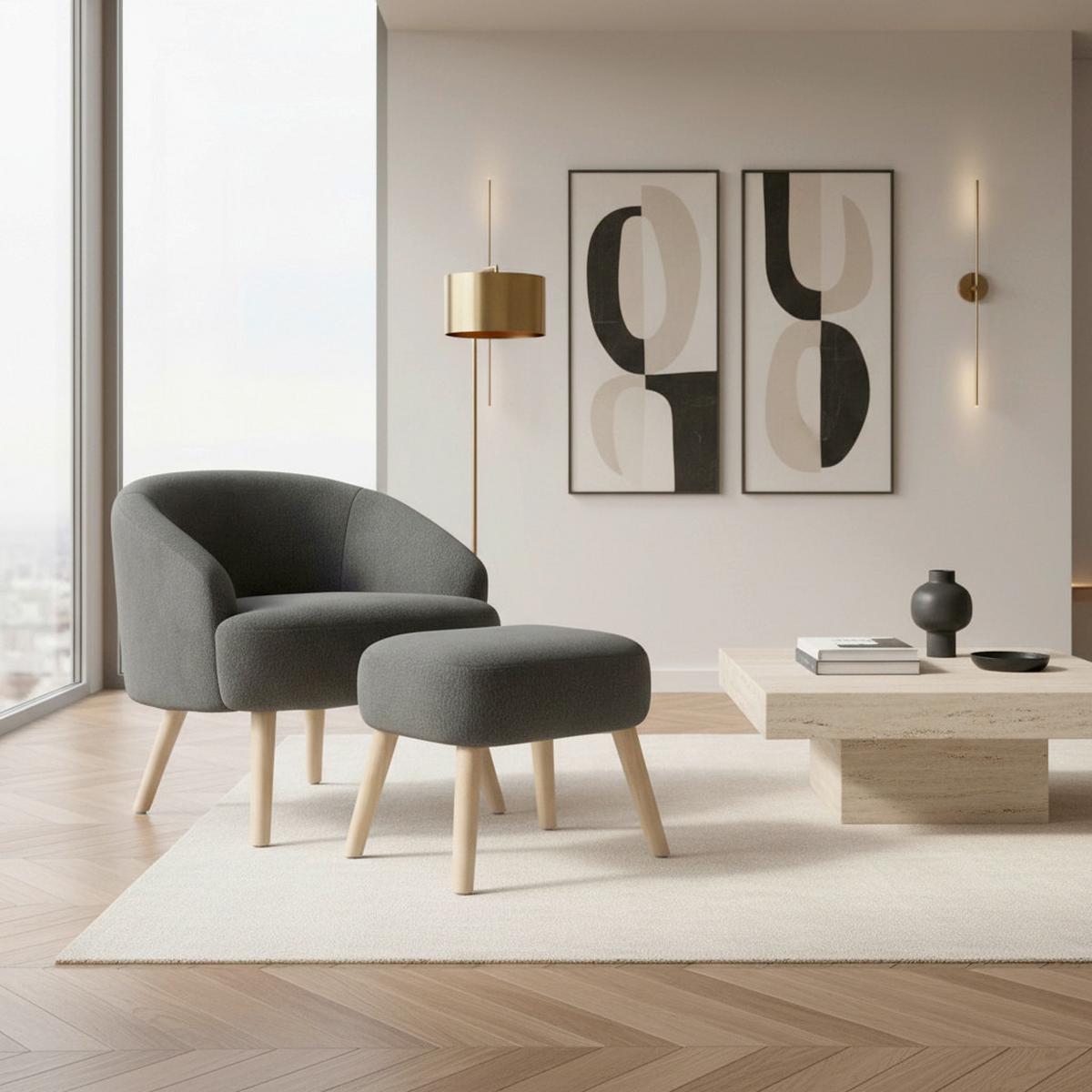 Relax Fotel Sonja - fekete, Modern, textil/fa (71/66/70cm) - Bessagi Home