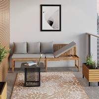 Klupa Junoa - siva/boje bagrema, Moderno, drvo/tekstil (200/75/60cm) - Bessagi Garden