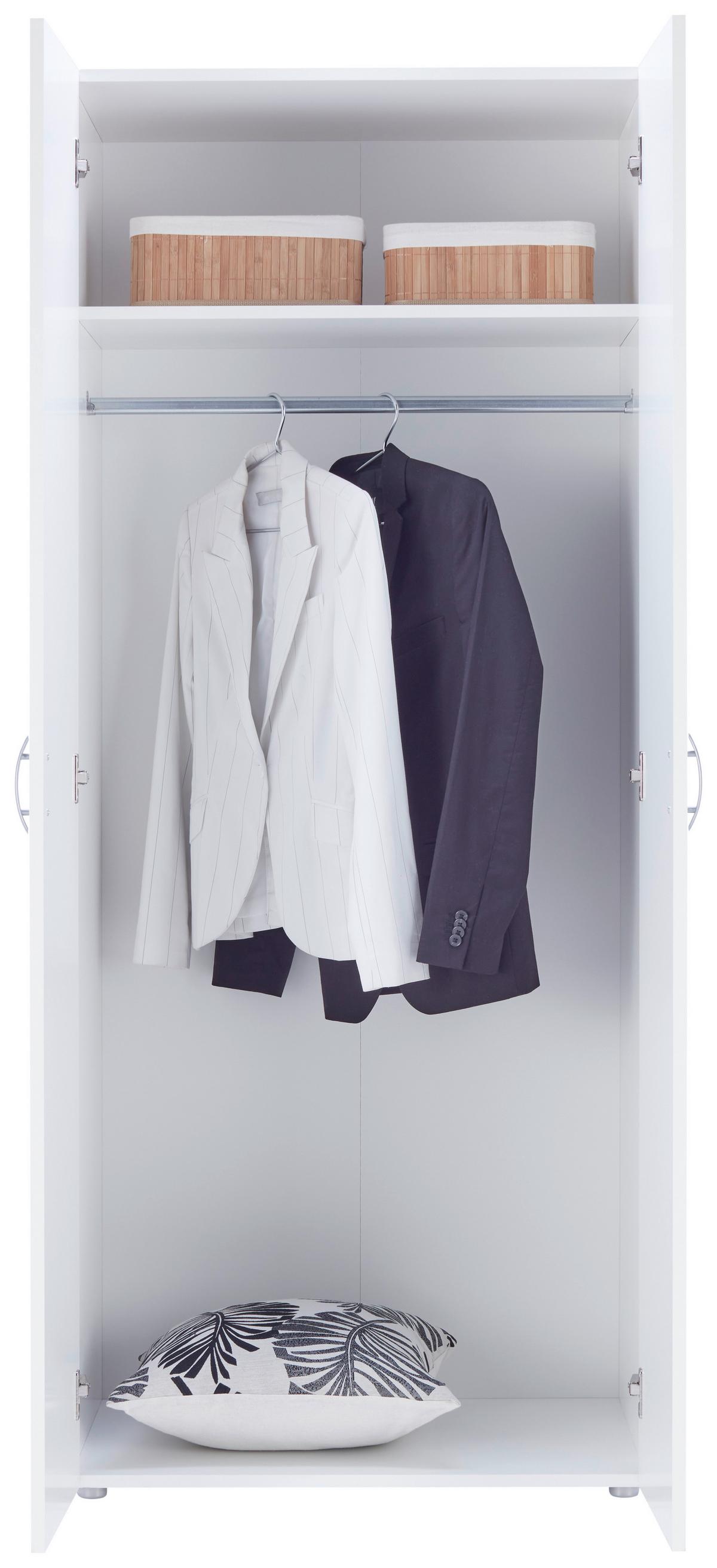 Kleiderschrank Basic in Weiss - Weiss/Grau, Konventionell, Holzwerkstoff (74/179/52cm) - Based