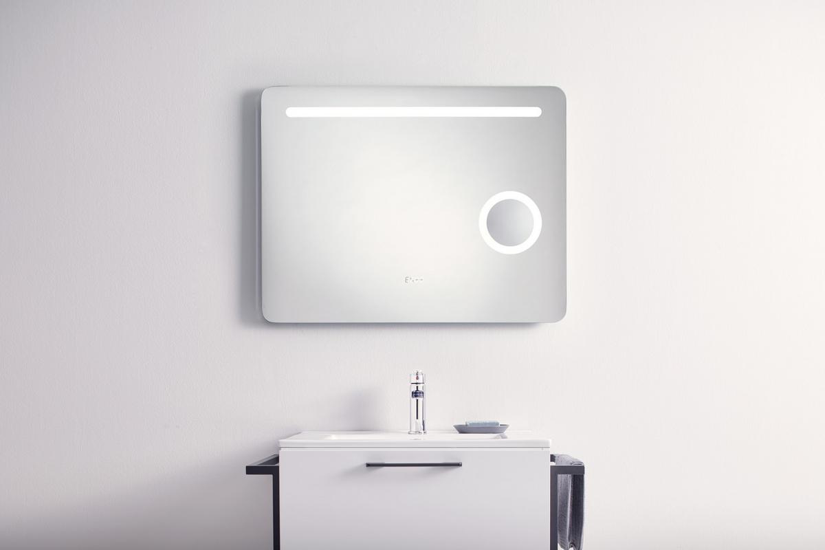 Wandspiegel Silberfarben inkl. LED 'Mirror' - Silberfarben/Grau, Basics, Glas/Holzwerkstoff (80/62/10cm)